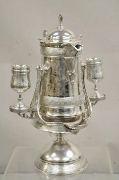 Antique Reed & Barton Victorian Silver Plated Tilting Ice Water Pitcher Set