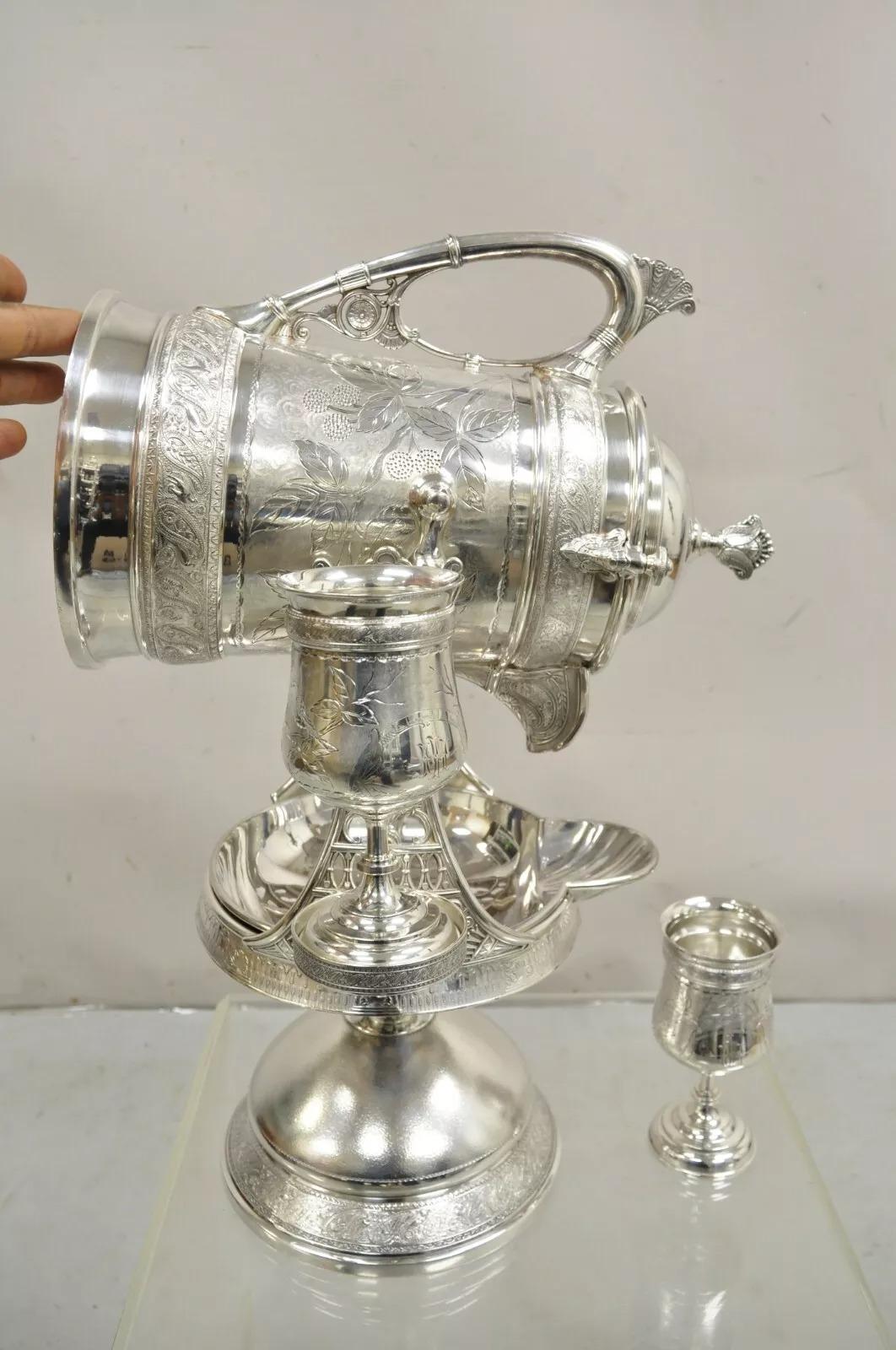 Antike Reed & Barton viktorianischen versilbert Kippen Eis Wasser Krug Set (Viktorianisch) im Angebot