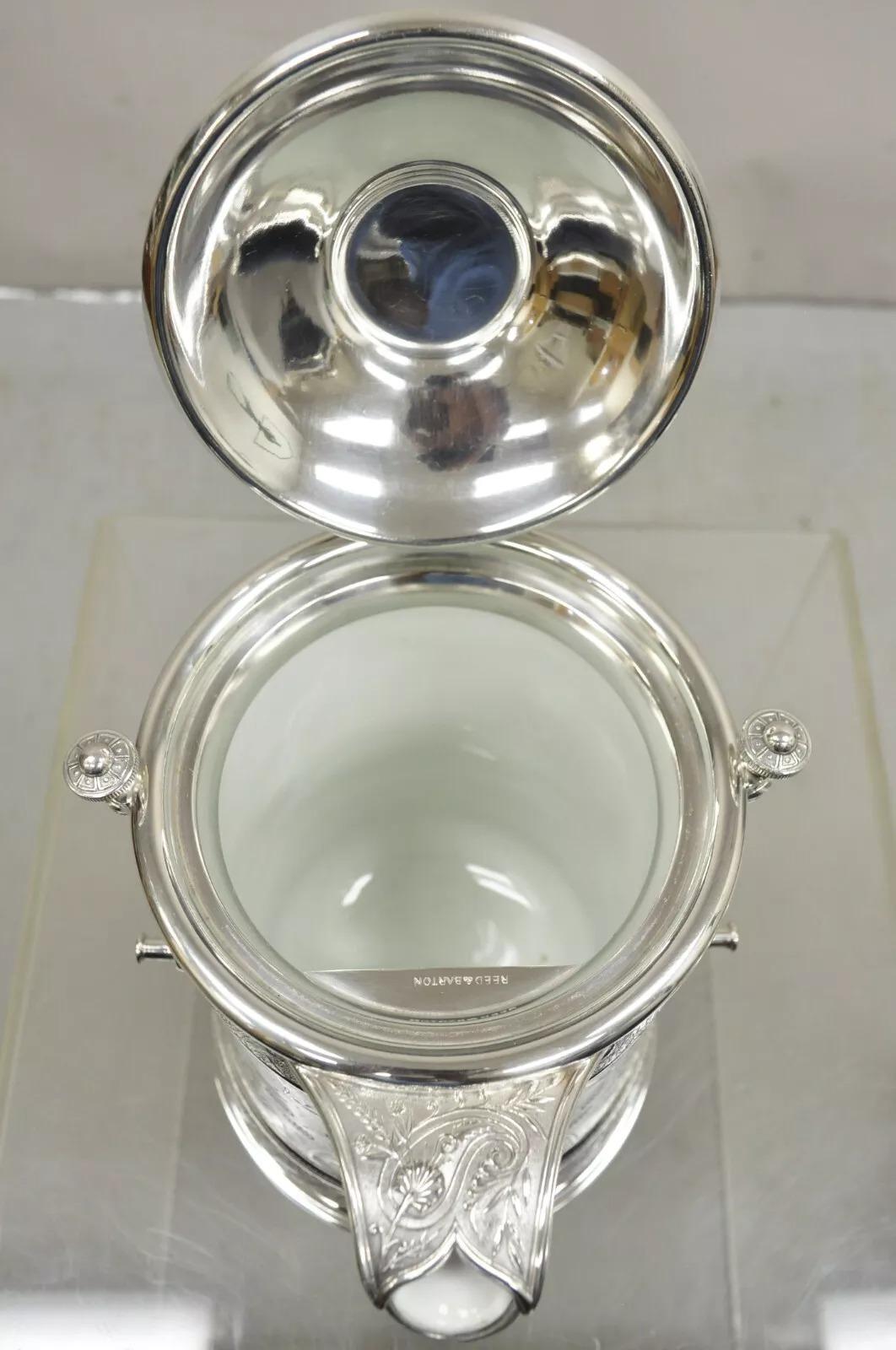 Antike Reed & Barton viktorianischen versilbert Kippen Eis Wasser Krug Set im Angebot 2