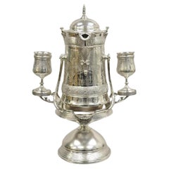 Antiguo juego de jarra de agua helada basculante bañada en plata victoriana Reed & Barton