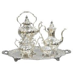 Antique Reed & Barton Winthrop Silver Plated Baroque Tea Set w/ Wilcox Tray