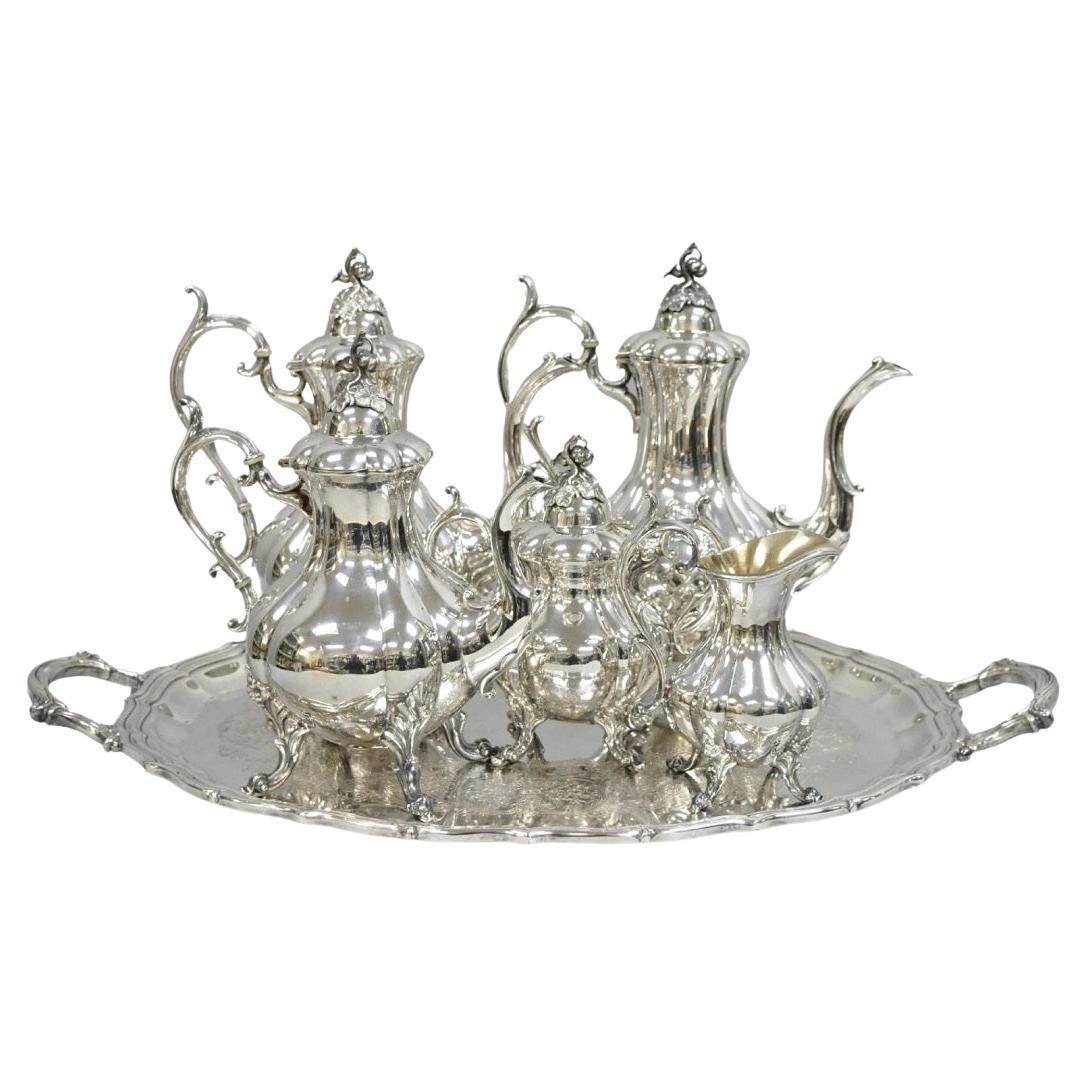 Antique Reed & Barton Winthrop Silver Plated Tea Set w/ Webster Wilcox Tray