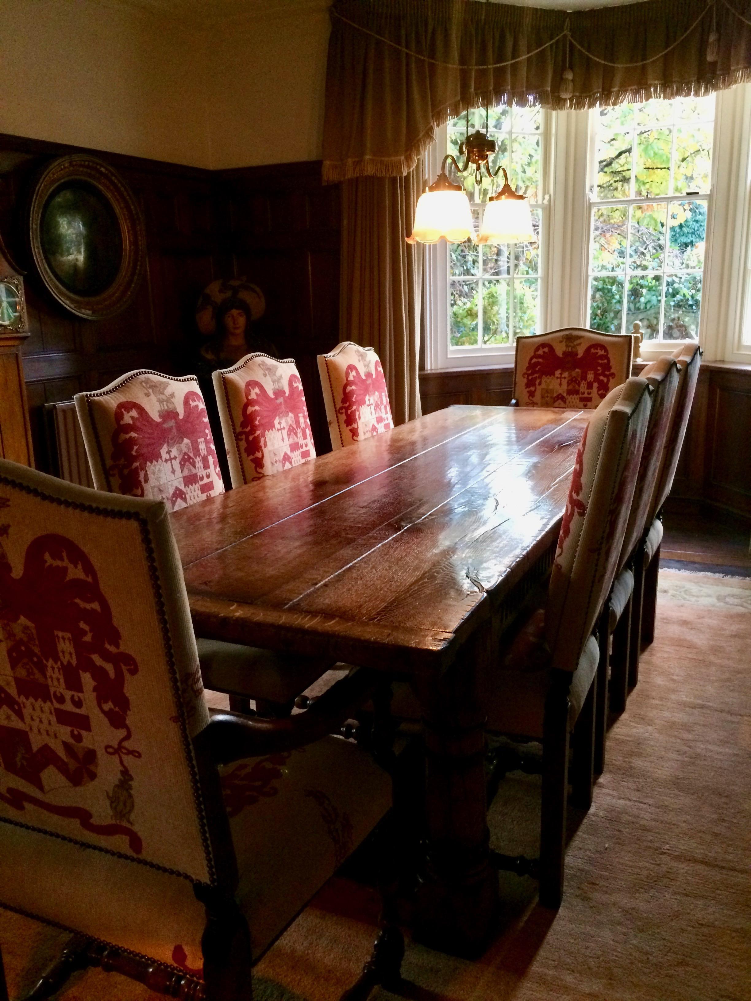 Antique Refectory Dining Table & Eight Dining Chairs Oak 19th Century 6