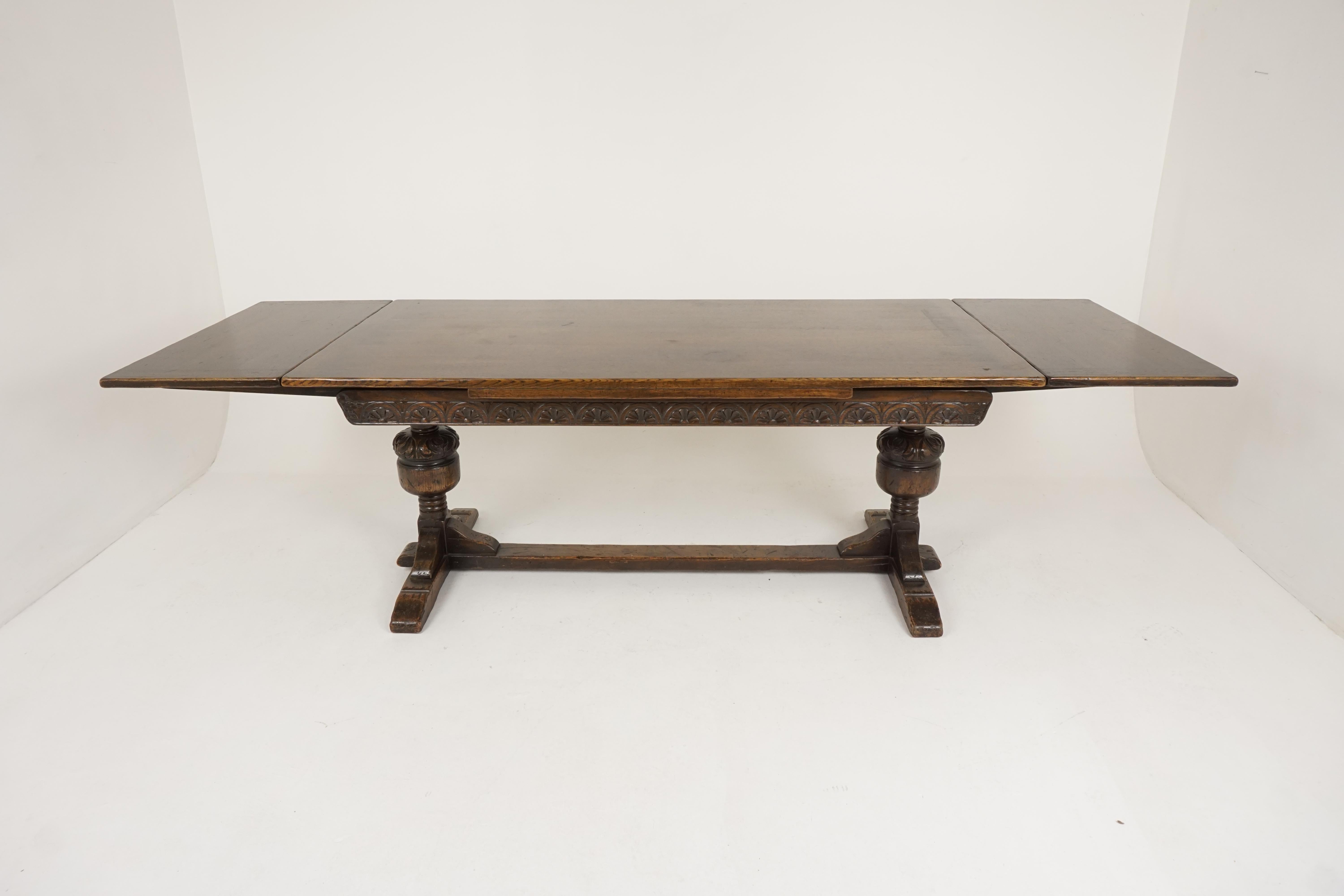 Scottish Antique Refectory Farm House Table, Pull Out Table, Scotland 1930, B2321