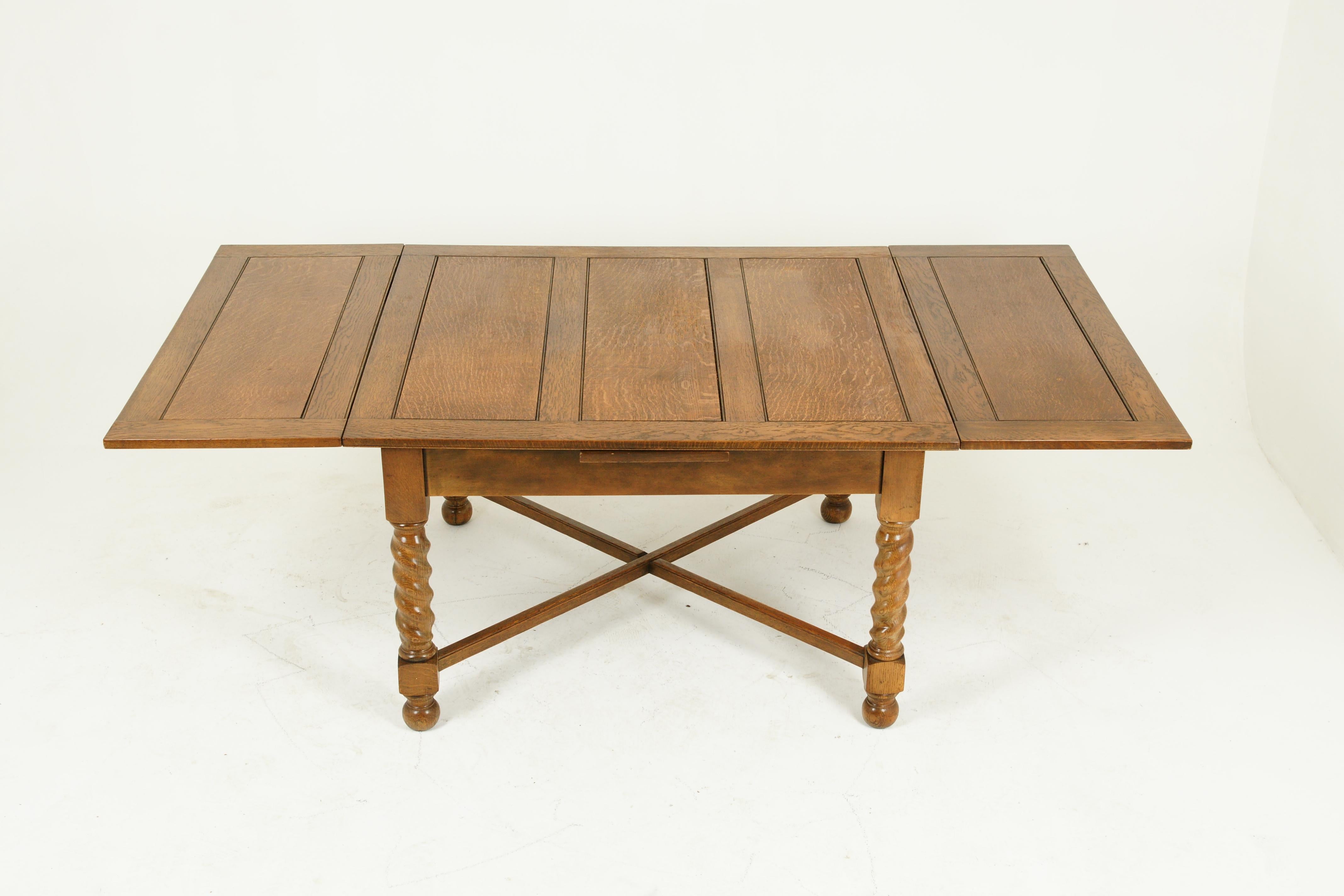 Antique Refectory Table, Antique Dining Table, Draw Leaf Table, 1920 1