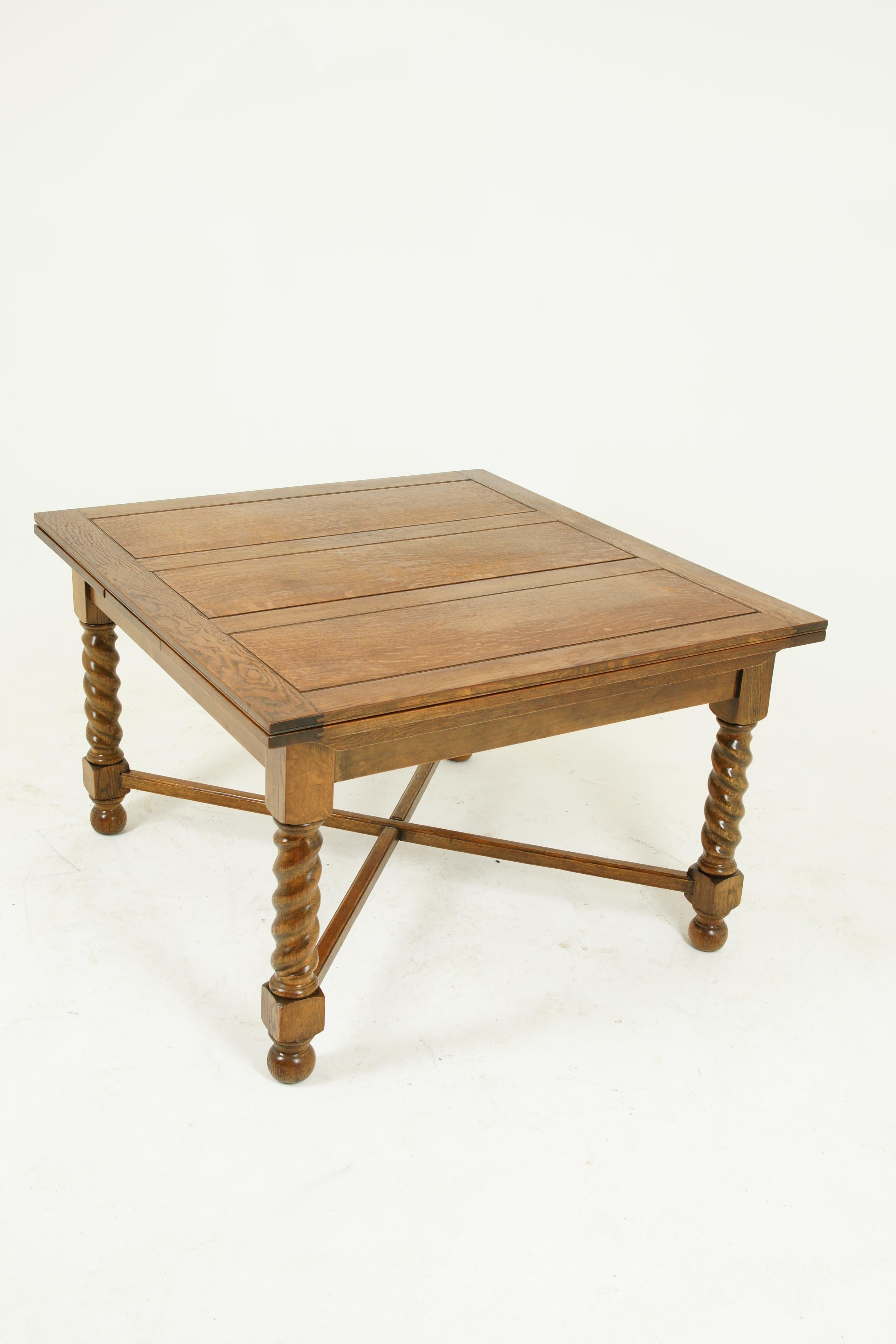 Scottish Antique Refectory Table, Antique Dining Table, Draw Leaf Table, 1920