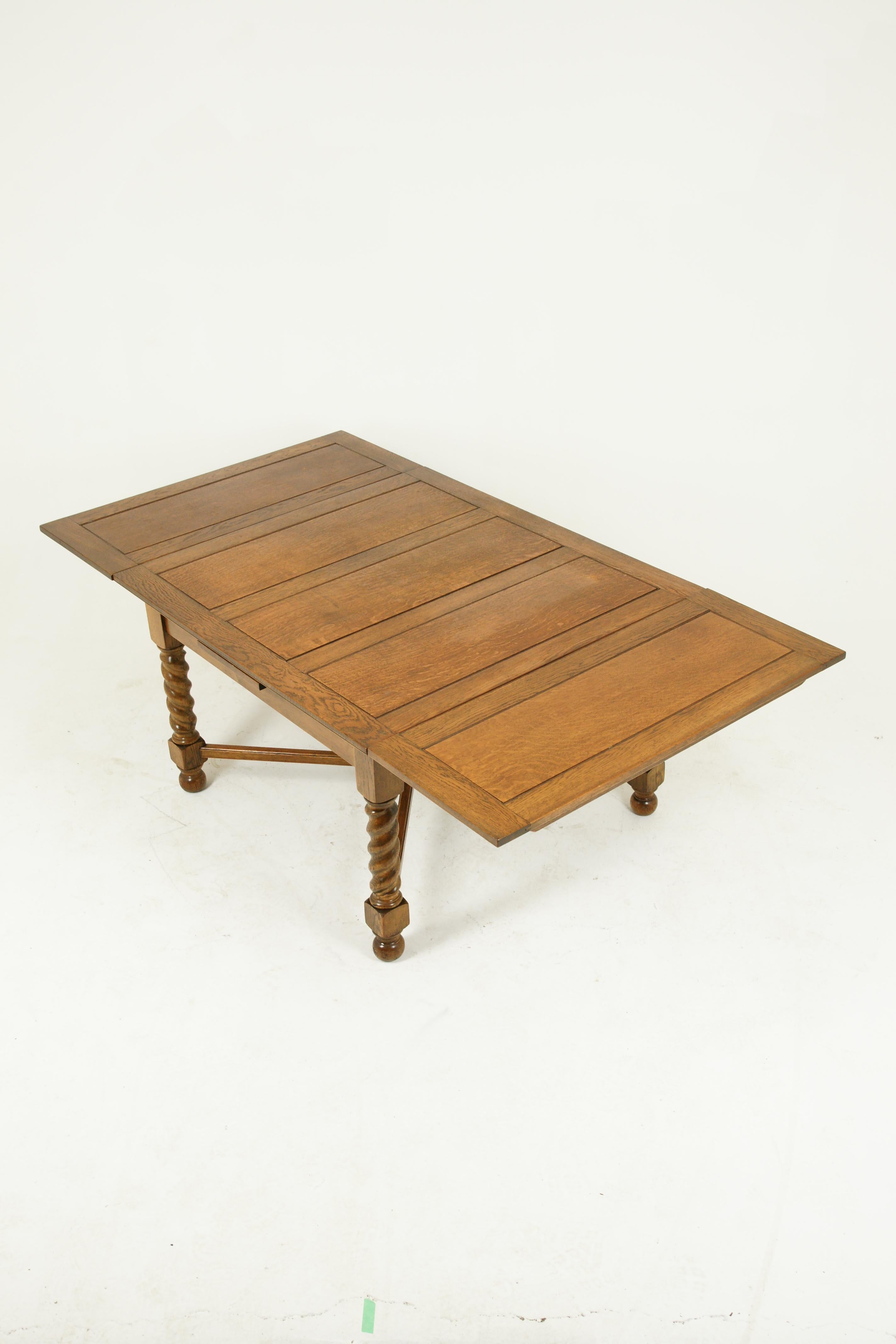 Hand-Crafted Antique Refectory Table, Antique Dining Table, Draw Leaf Table, 1920