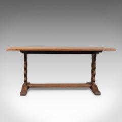 Antique Refectory Table, Edwardian, Jacobean Revival, Oak Dining Seats Six