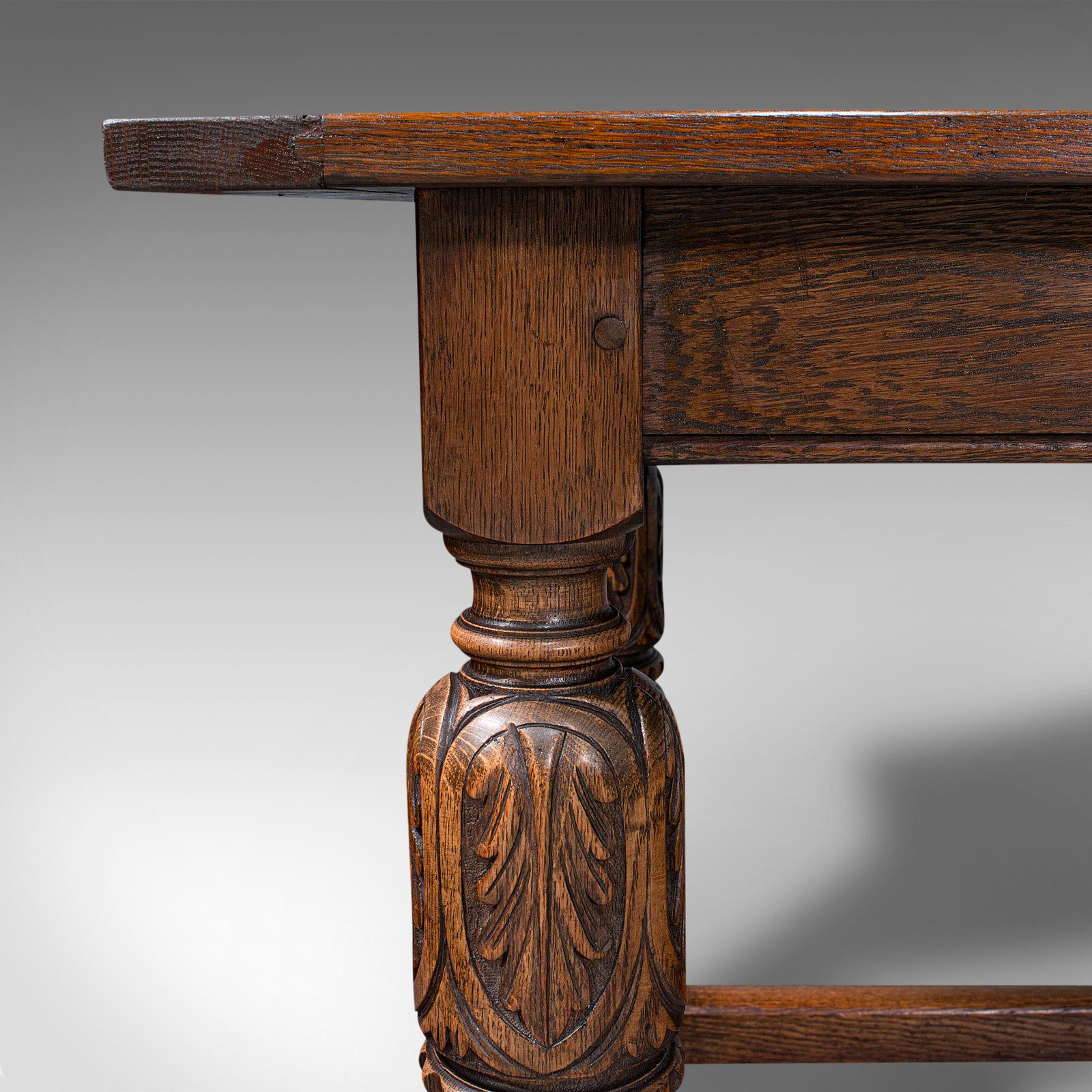 Antique Refectory Table, English, Oak, Dining, Jacobean Revival, Edwardian, 1910 For Sale 3