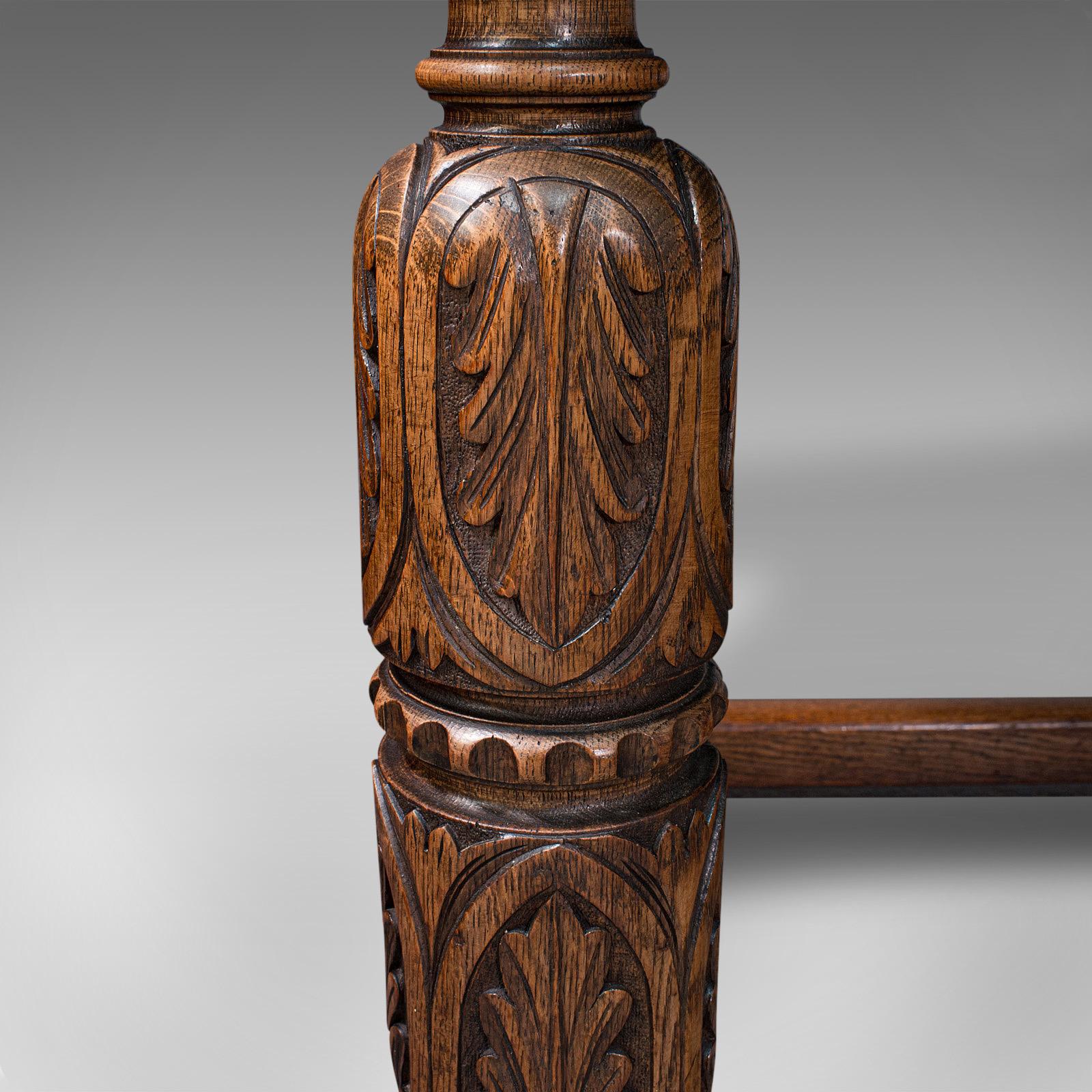 Table de Réfectoire Antique, Anglais, Oak, Dining, Jacobean Revive, Edwardian, 1910 5