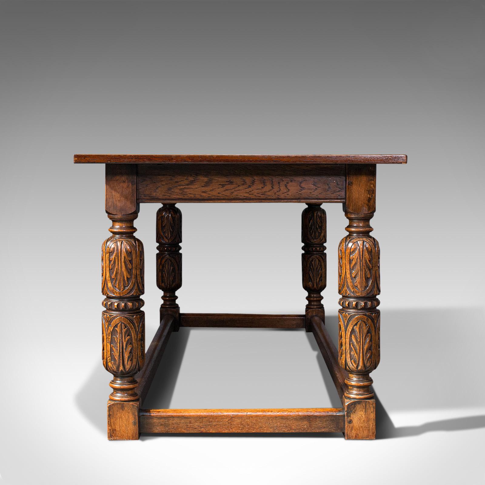 Édouardien Table de Réfectoire Antique, Anglais, Oak, Dining, Jacobean Revive, Edwardian, 1910