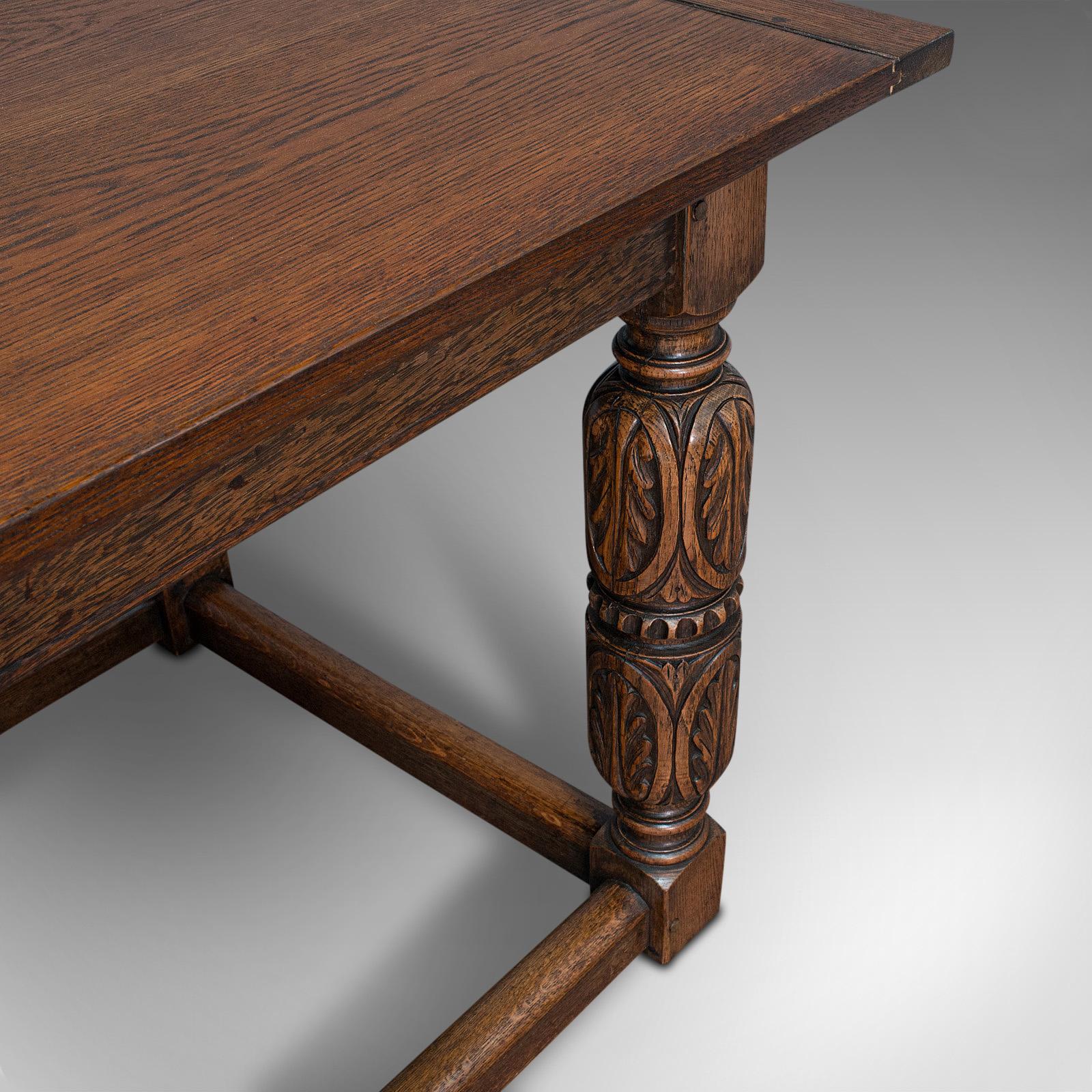 Antique Refectory Table, English, Oak, Dining, Jacobean Revival, Edwardian, 1910 For Sale 2