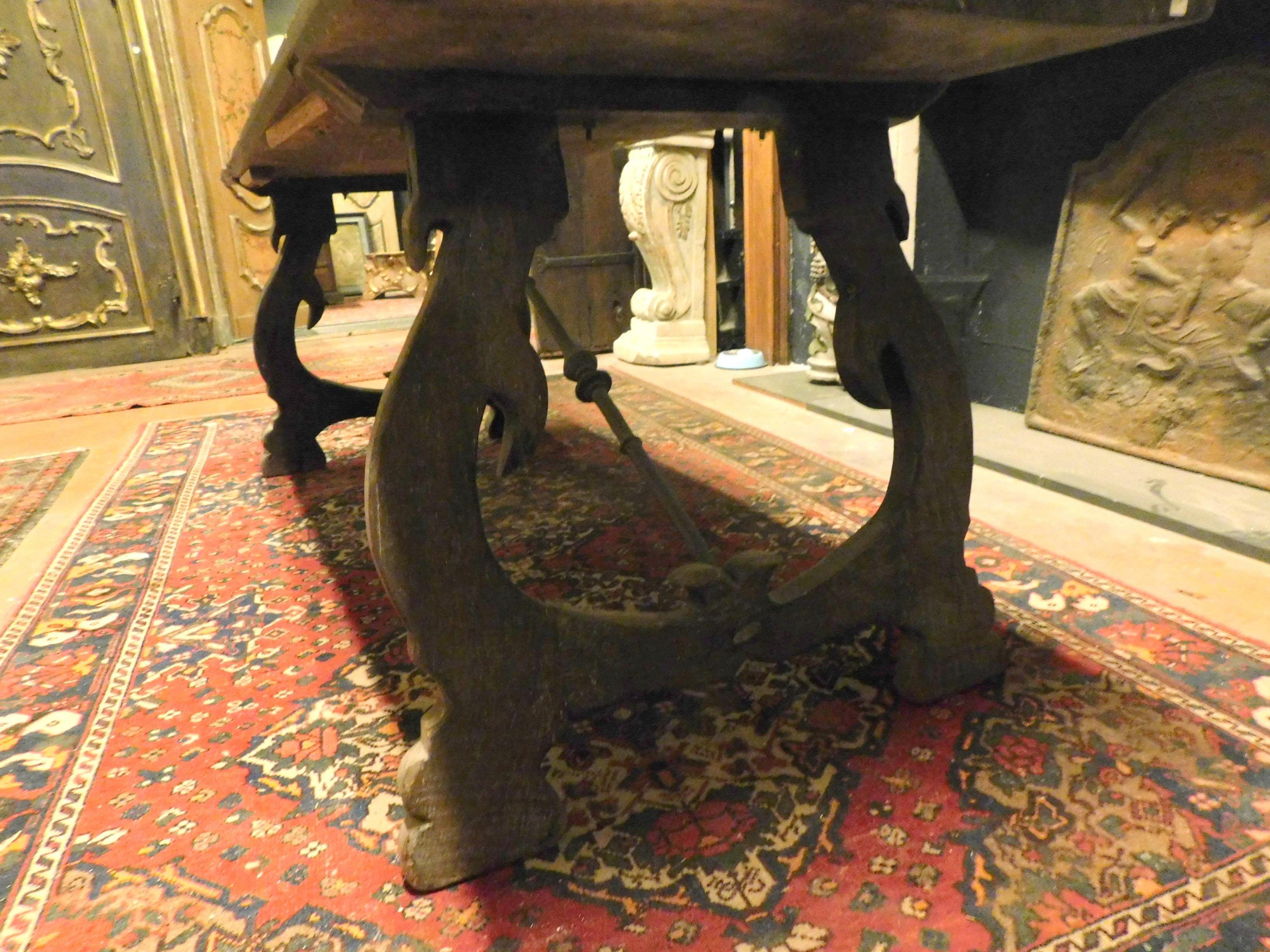 Antique Refectory Table in Walnut and Oak, Single Plank, 18th Century Spain 8