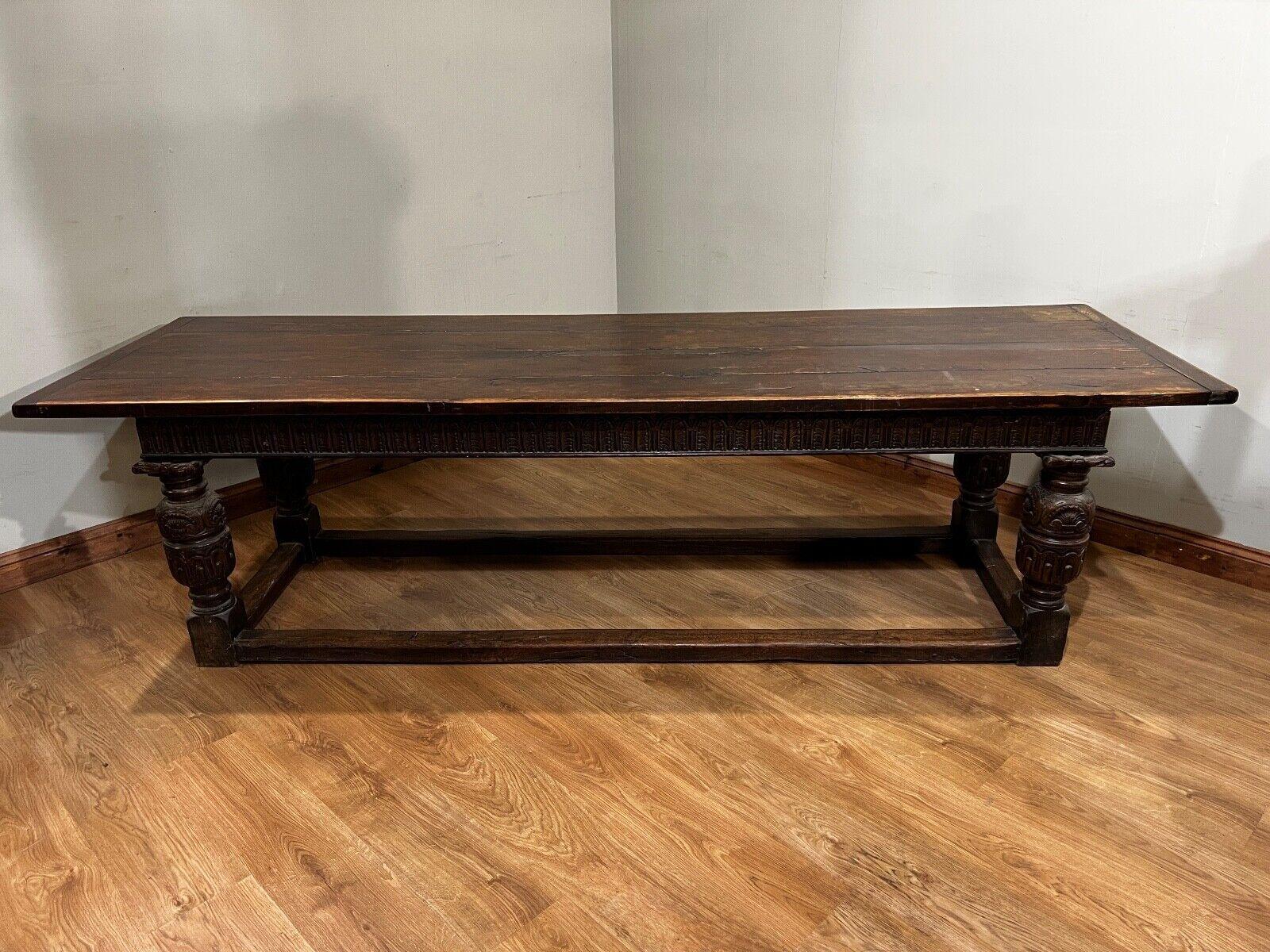 Antique Refectory Table Oak Plank Top 18th Century Farmhouse For Sale 6