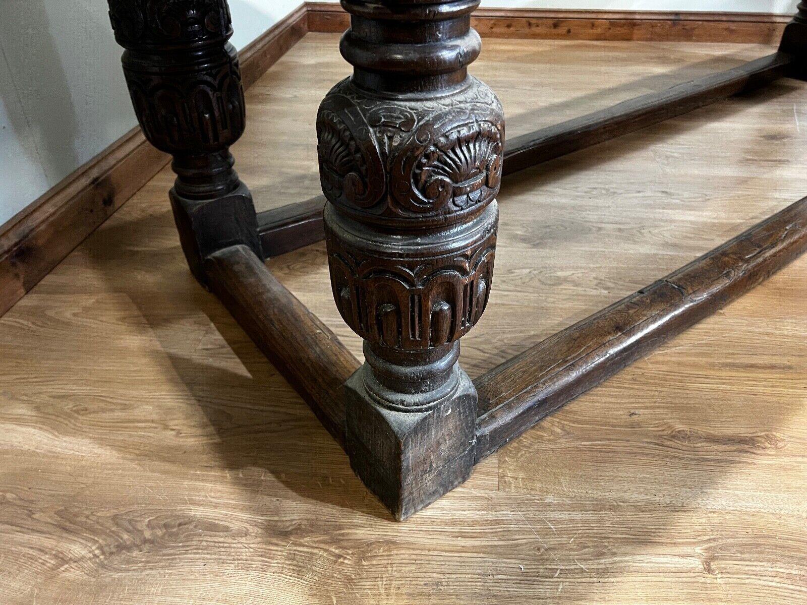 Antique Refectory Table Oak Plank Top 18th Century Farmhouse For Sale 9