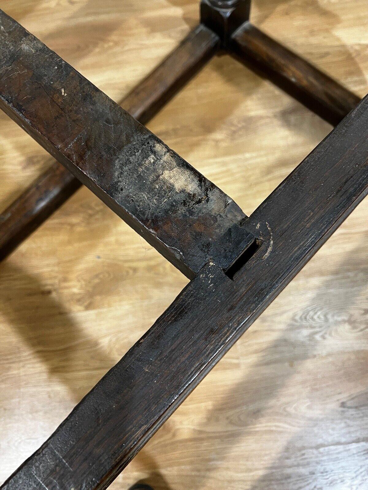 Antique Refectory Table Oak Plank Top 18th Century Farmhouse 14