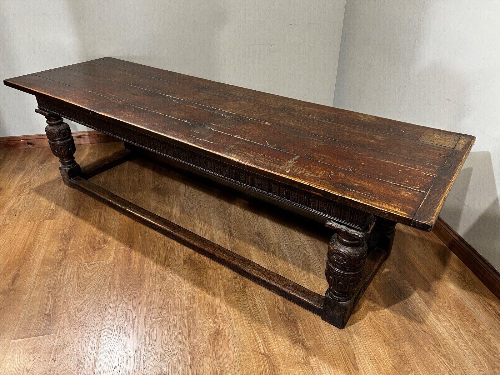 Antique Refectory Table Oak Plank Top 18th Century Farmhouse In Good Condition In Potters Bar, GB