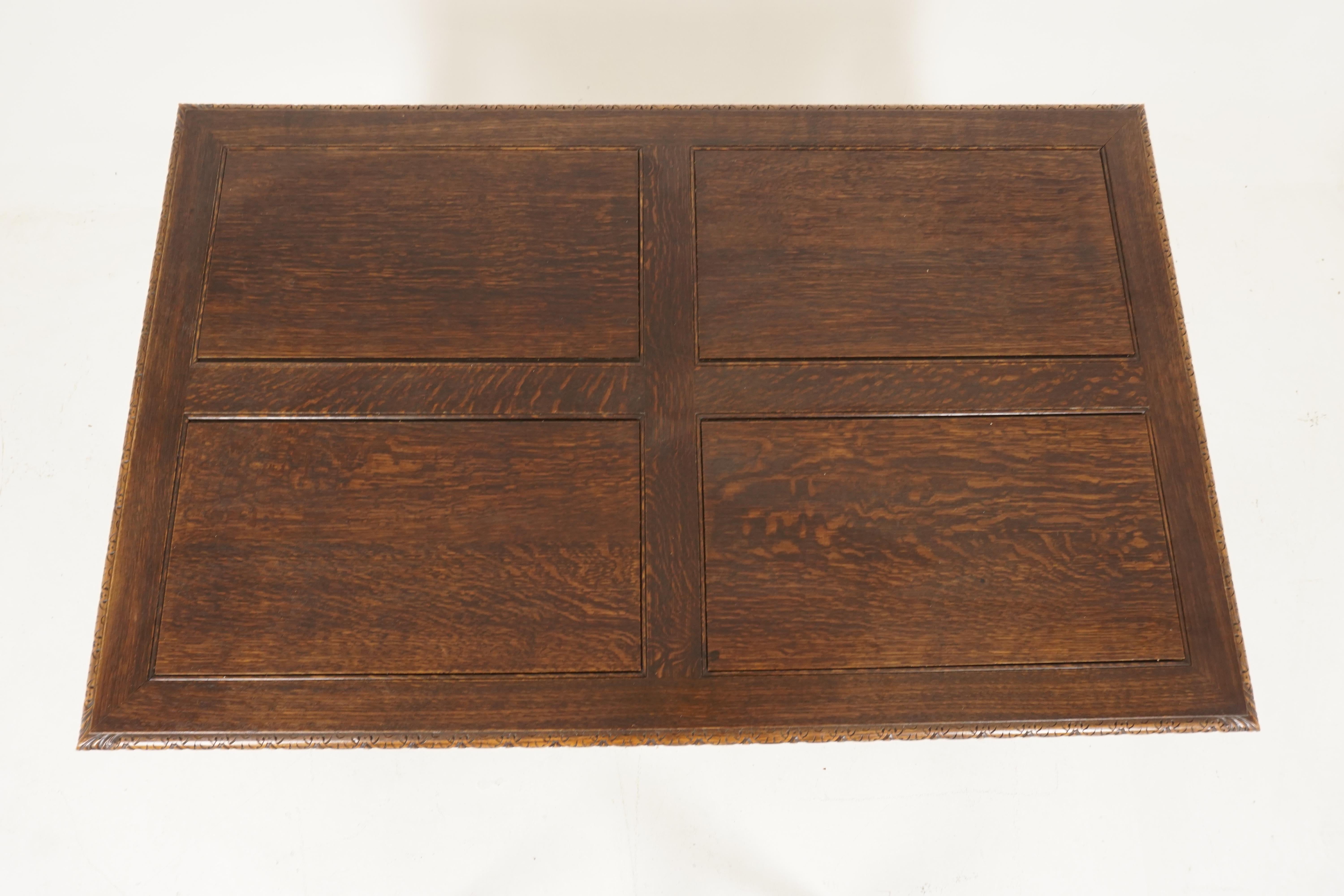 Antique Refectory Table, Tiger Oak, Draw Leaf Table, Dining Table, Scotland 1930 4
