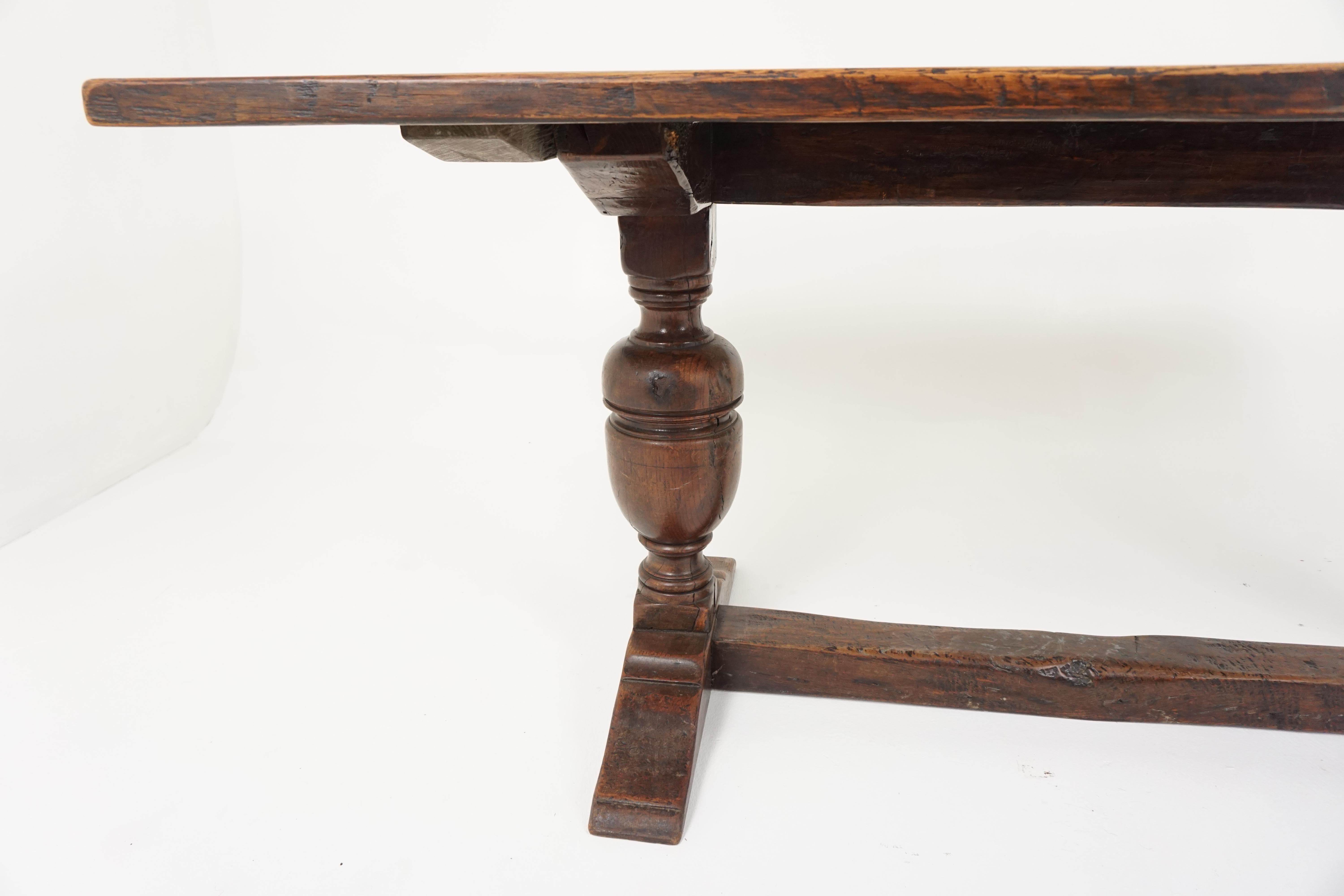 Scottish Antique Refectory Table, Victorian Oak Farmhouse Table, Scotland, 1890