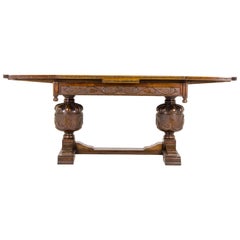 Antique Refectory Table, Vintage Dining Table, Farmhouse Table, Carved Oak, B464