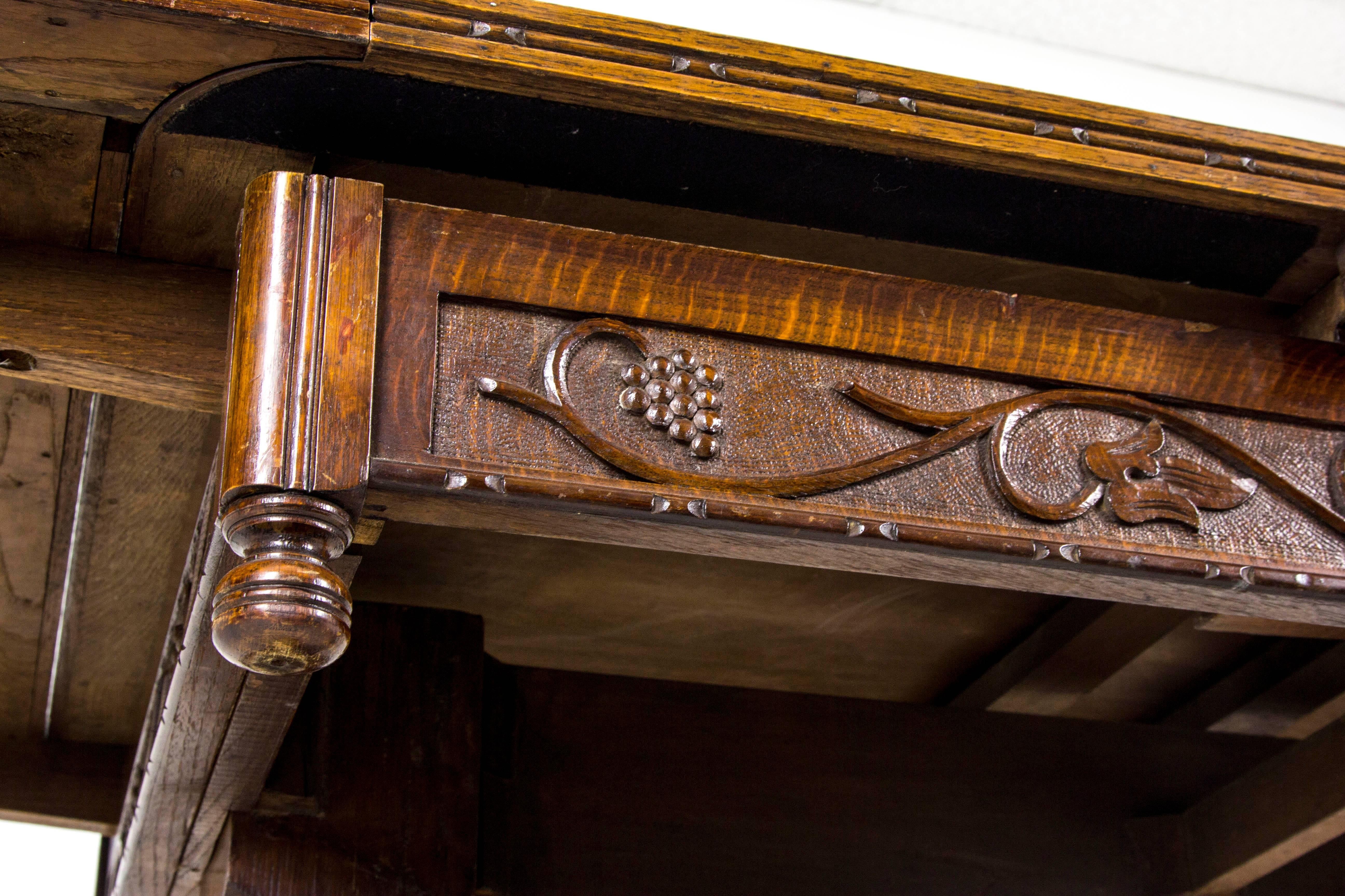 Scottish Antique Refectory Table, Vintage Dining Table, Farmhouse Table, Carved Oak, B464