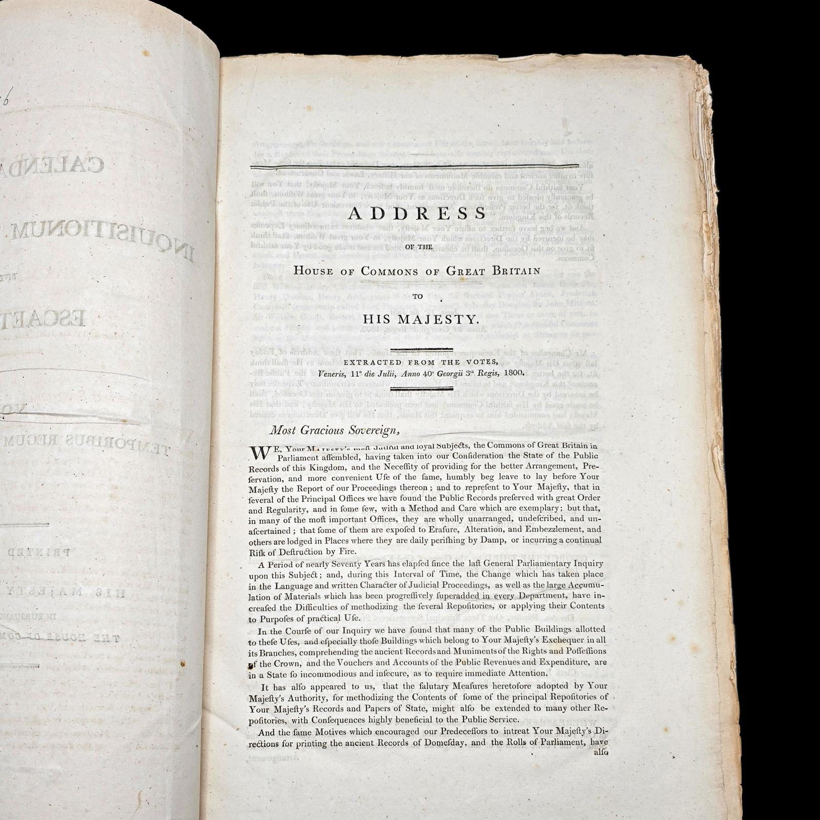 Britannico Libro di riferimento antico, Calendarium Inquisitionum Post Mortem, latino, georgiano in vendita