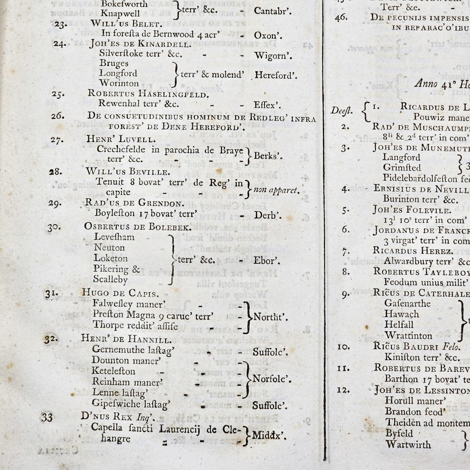 XIX secolo Libro di riferimento antico, Calendarium Inquisitionum Post Mortem, latino, georgiano in vendita