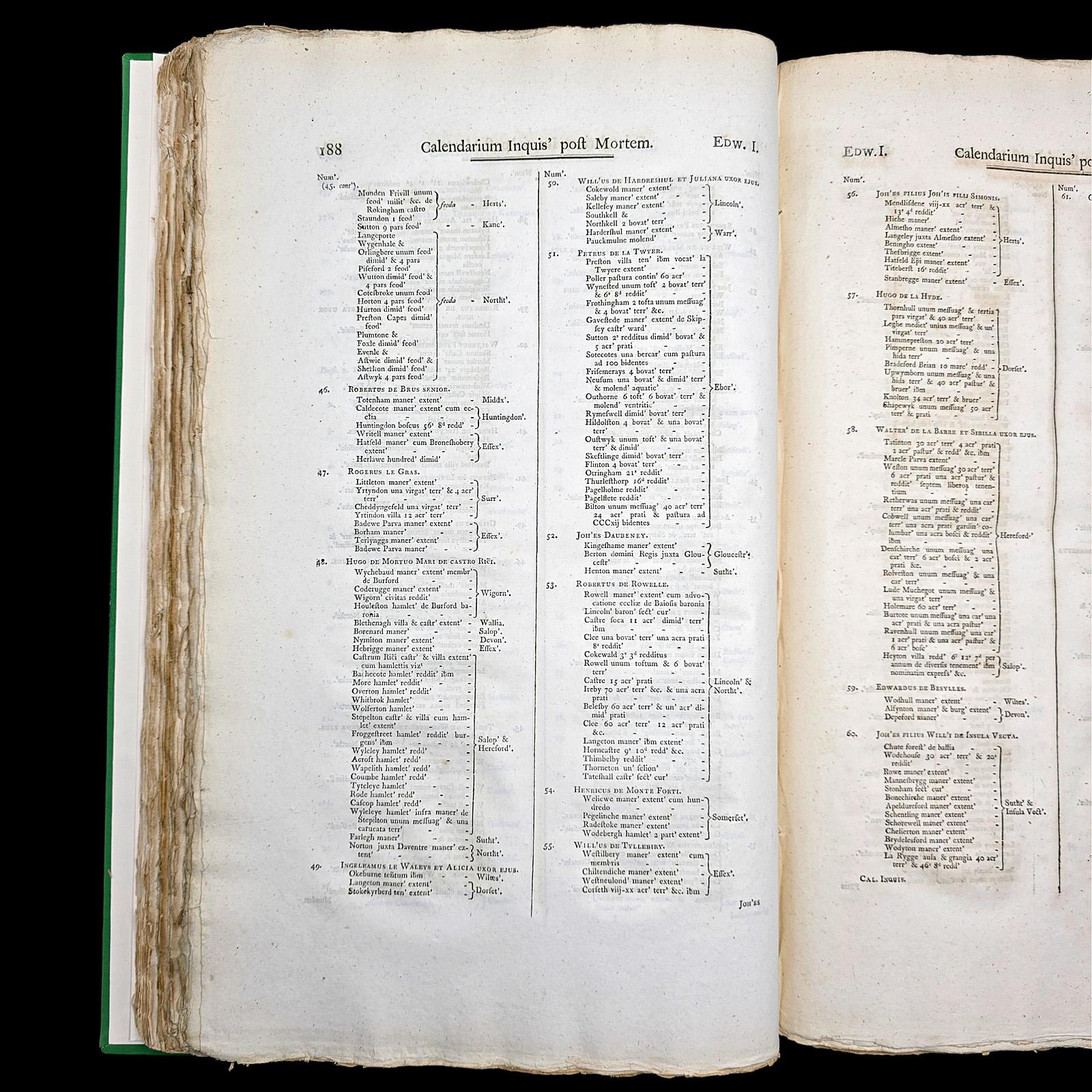 Libro di riferimento antico, Calendarium Inquisitionum Post Mortem, latino, georgiano in vendita 1