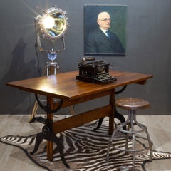 Antique Refinished A. Lietz Co. Wood and Cast Iron Drafting Table, circa 1930