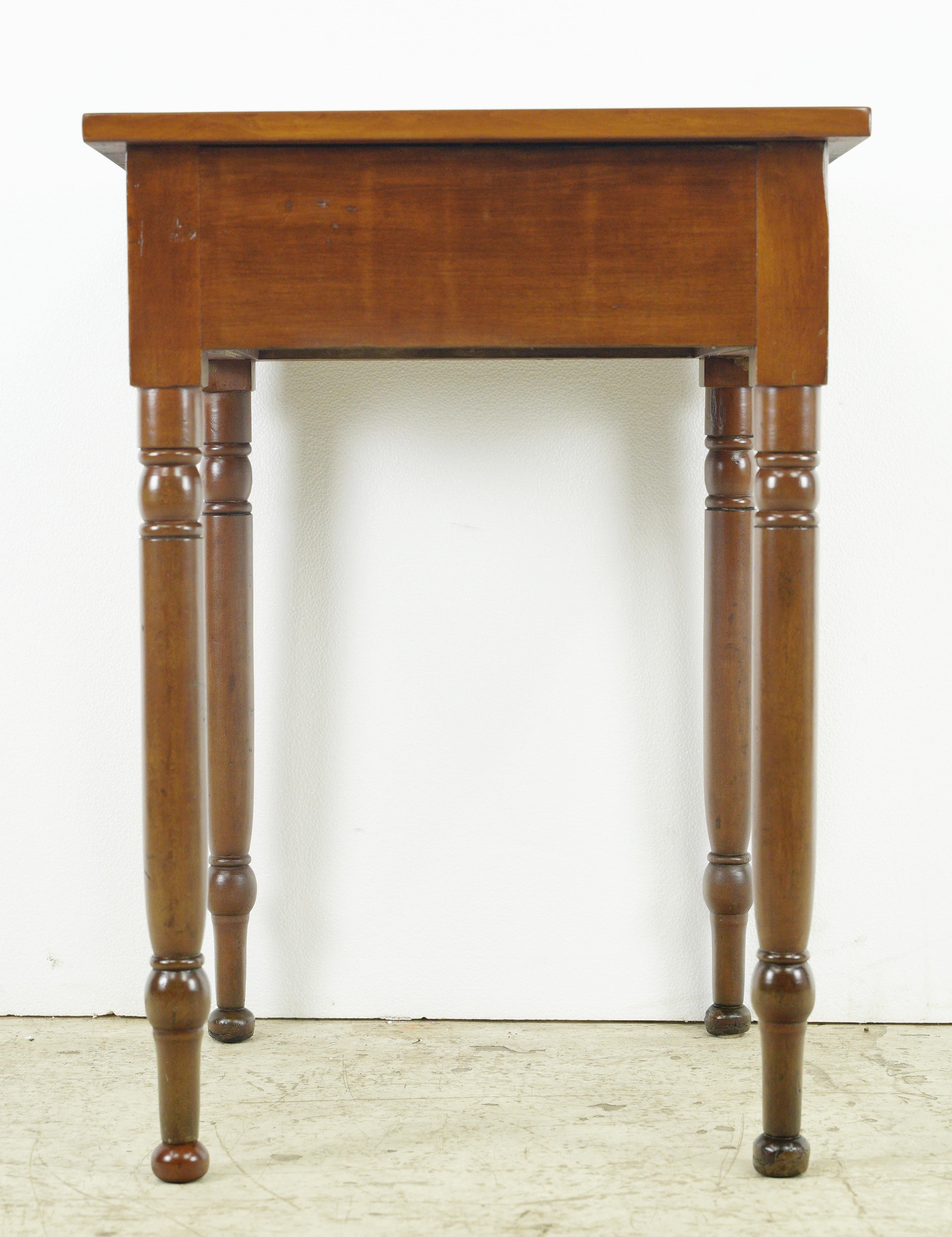 Antique Refinished Cherry Drawer Square End Table Stand For Sale 4