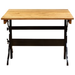 Antique Refinished Wood and Cast Iron Drafting Table c.1930