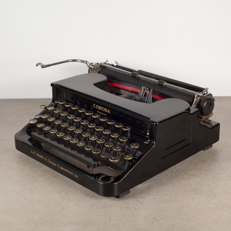 Antique Refurbished Corona Sterling Portable Typewriter c.1934 For Sale