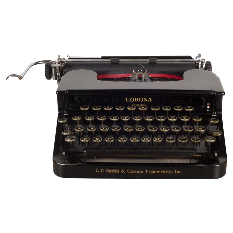 Antique Refurbished Corona Sterling Portable Typewriter c.1934 For Sale