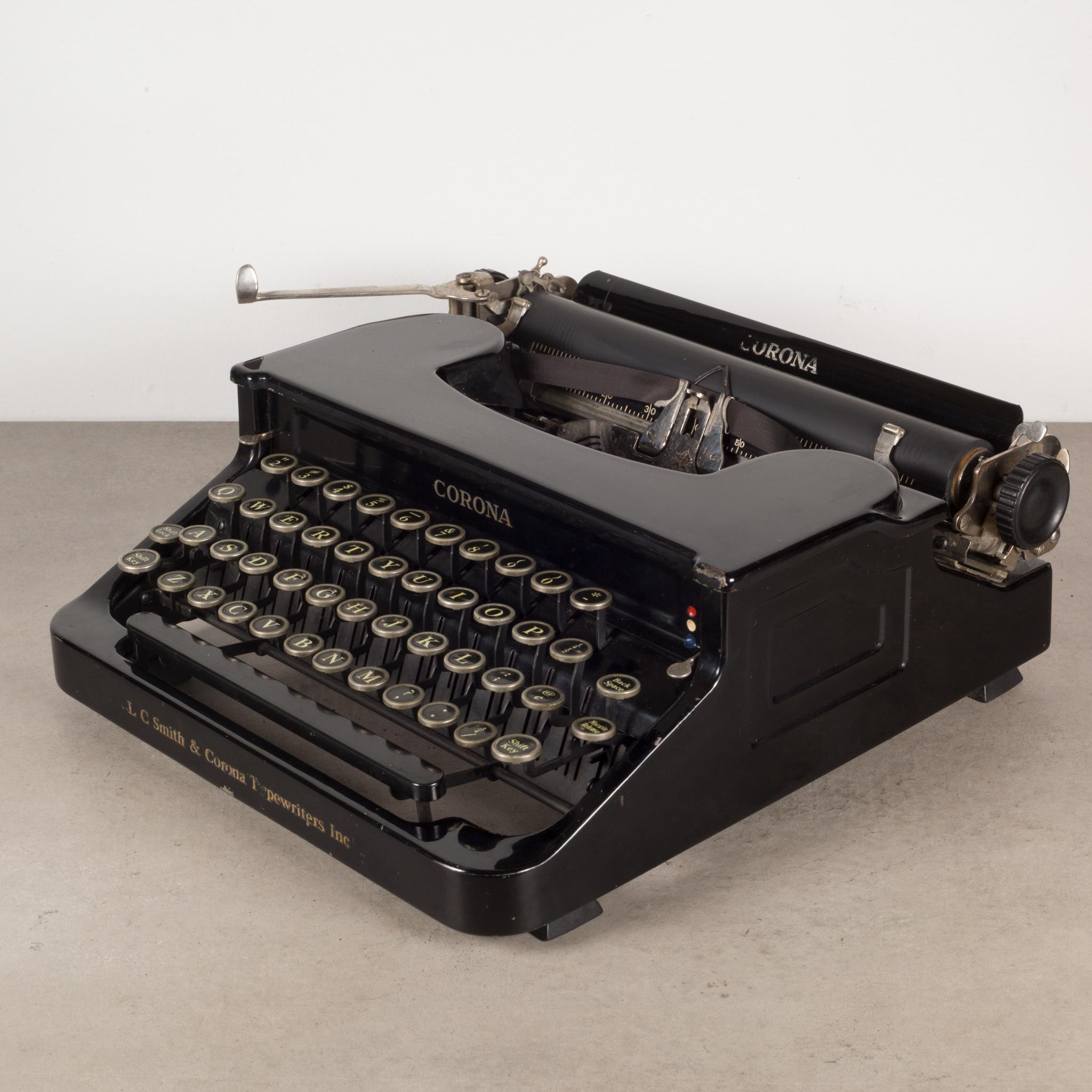 About

A fully refurbished Art Deco Corona portable typewriter in gloss black with original gold lettering and case. The keys are nickle. This typewriter has been refurbished and has smooth typing and functions very well. It has retained its