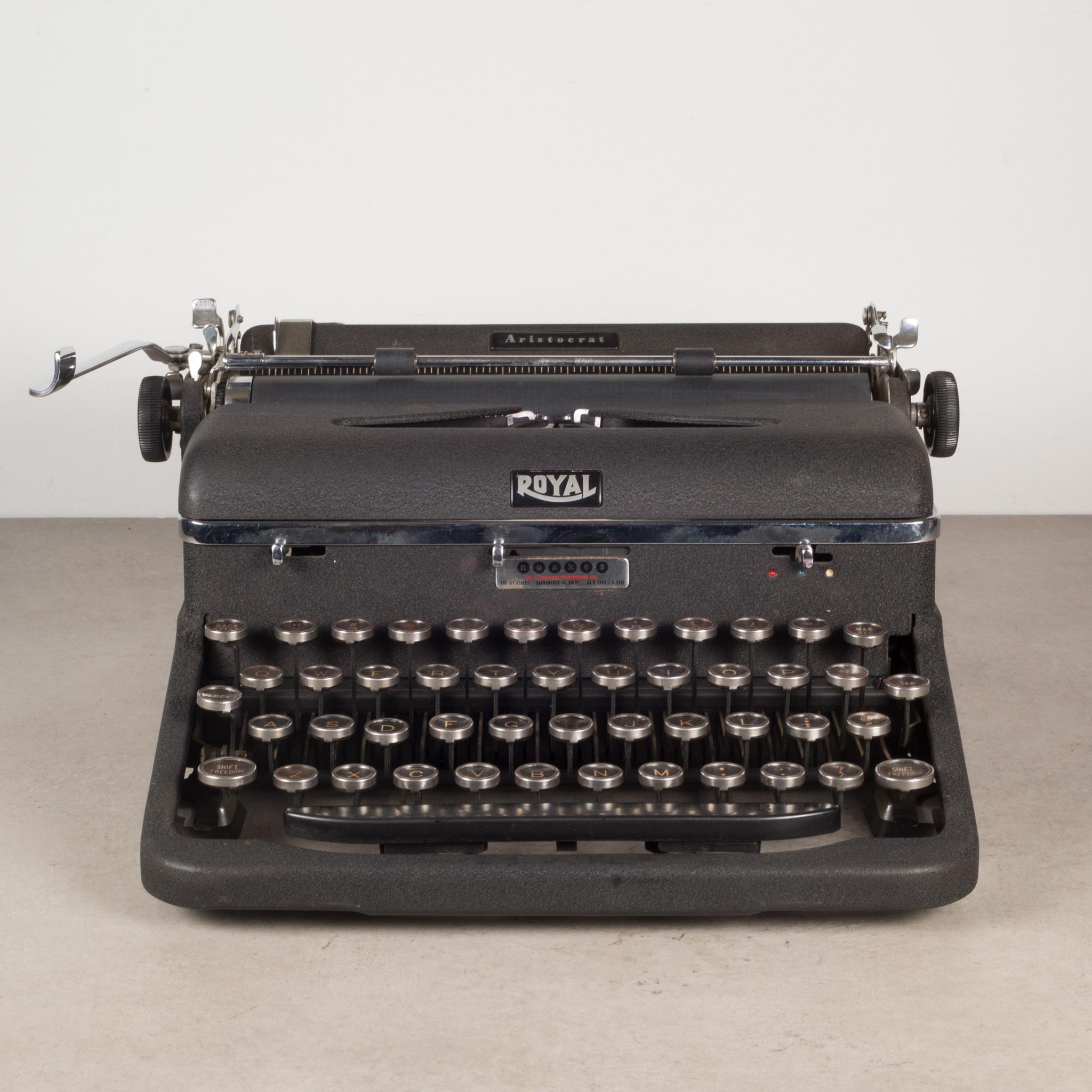 About

An antique fully refurbished Royal Aristocrat typewriter with black, crinkle finish and original case. The keys are nickel and glass with gold letters on black background. The case has a Bakelite handle. Serial number: B-879035.

 Creator