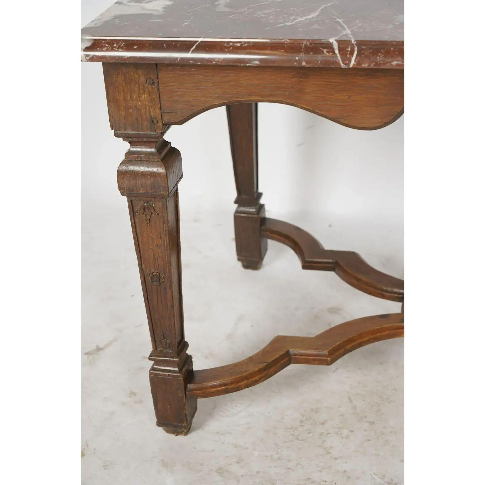 19th Century Antique Regence Style Oak & Marble Table, Early 19 Century For Sale