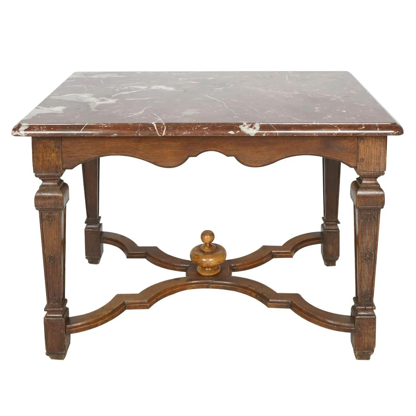 Antique Regence Style Oak & Marble Table, Early 19 Century For Sale 2