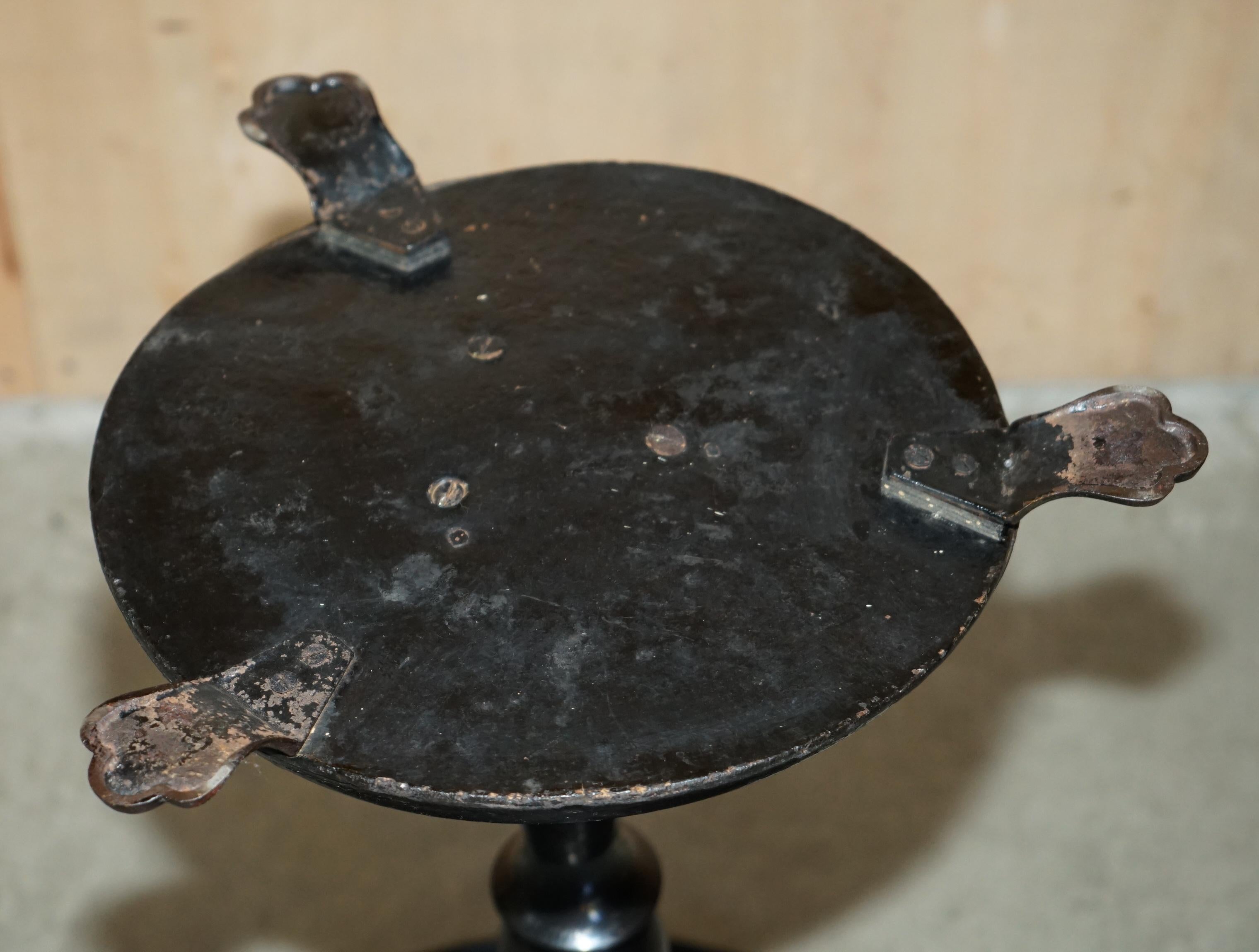 ANTIQUE REGENCY 1810 BLACK LACQUERED MOTHER OF PEARL INLAID iTABLE For Sale 11