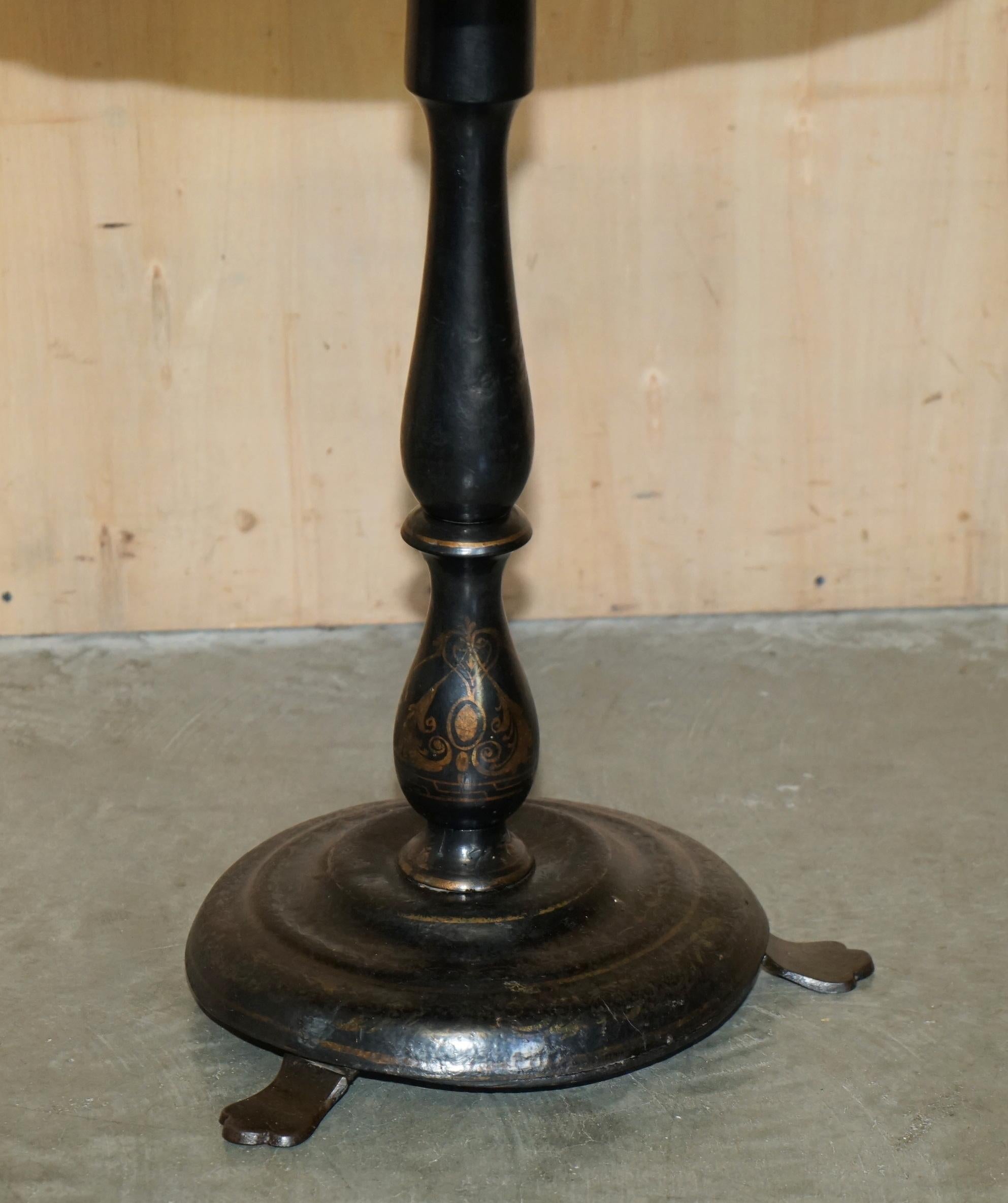 ANTIQUE REGENCY 1810 BLACK LACQUERED MOTHER OF PEARL INLAID iTABLE For Sale 1