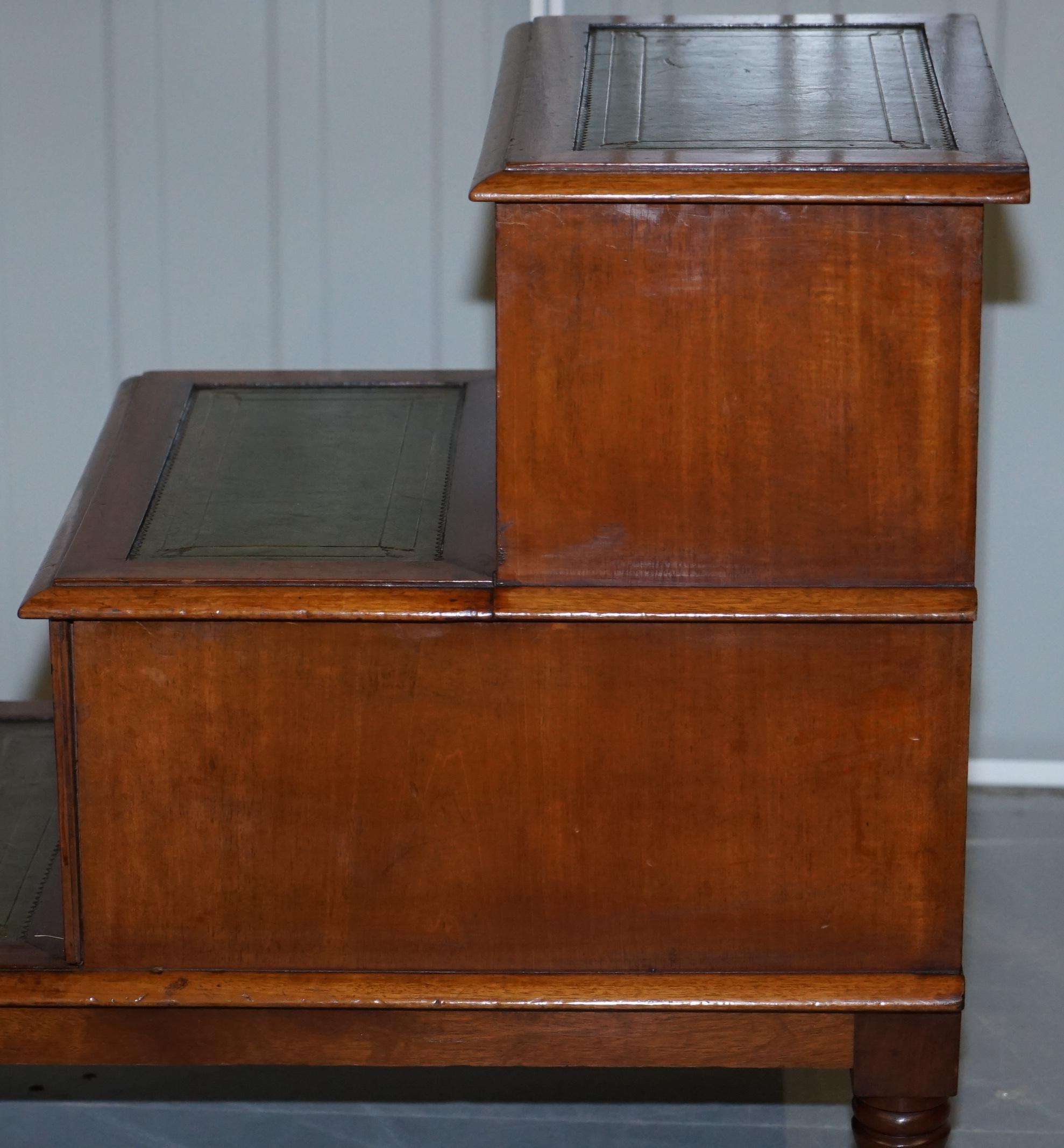 Antique Regency 1810 Hardwood & Leather Library Steps Internal Storage & Drawers For Sale 9