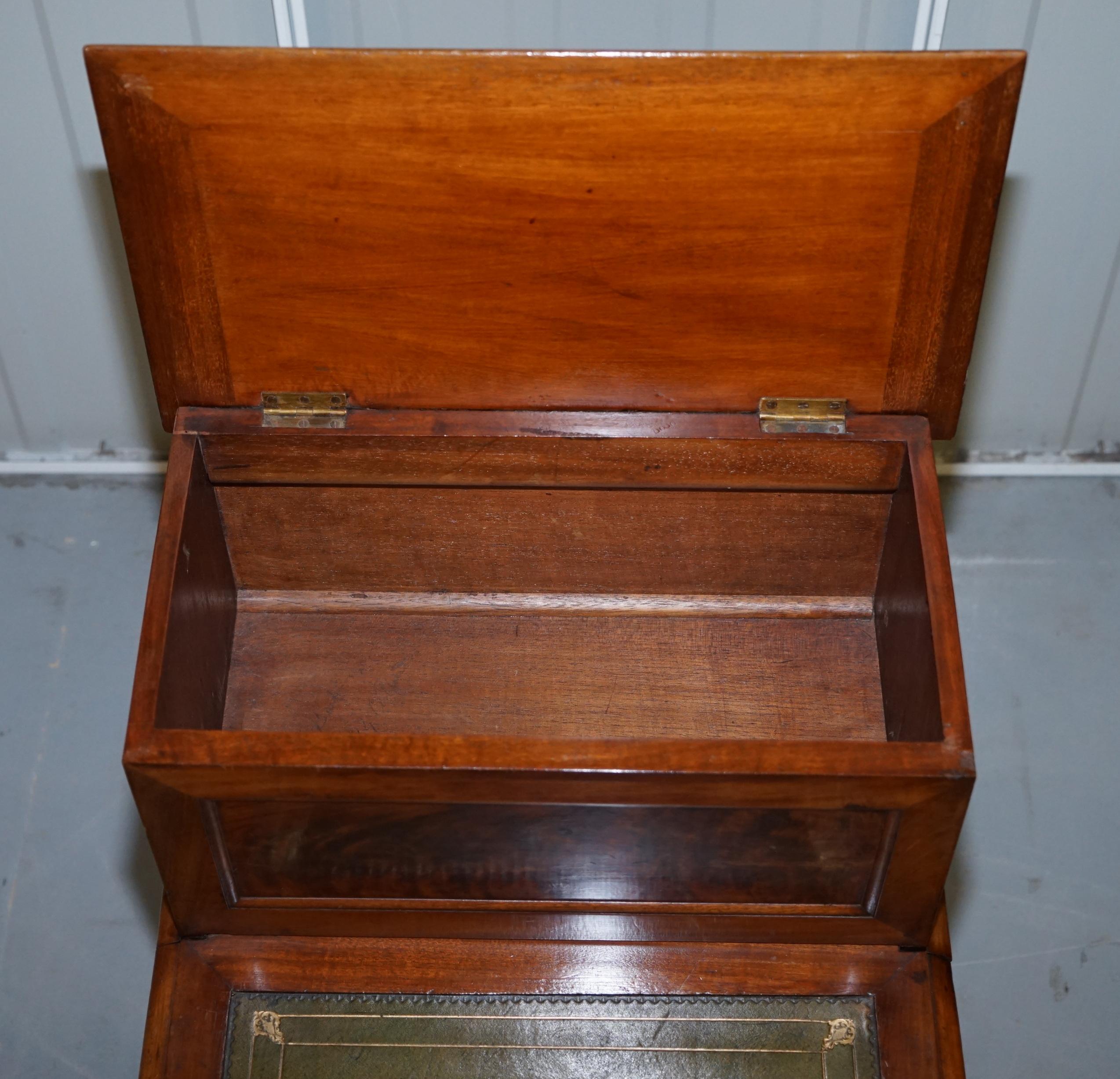 Antique Regency 1810 Hardwood & Leather Library Steps Internal Storage & Drawers For Sale 10