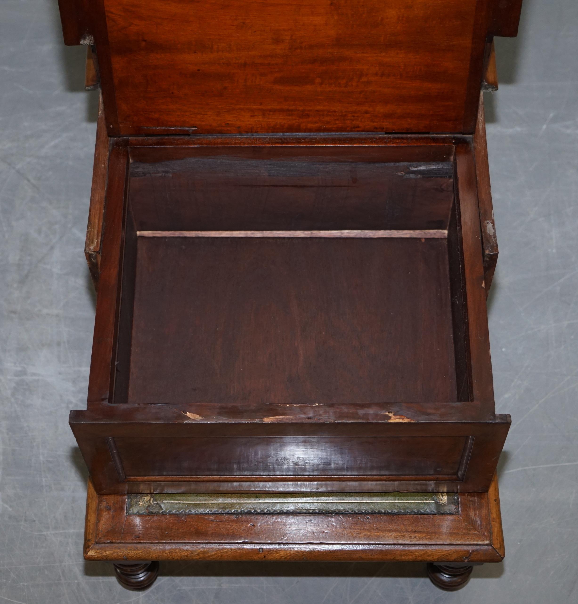 Antique Regency 1810 Hardwood & Leather Library Steps Internal Storage & Drawers For Sale 13