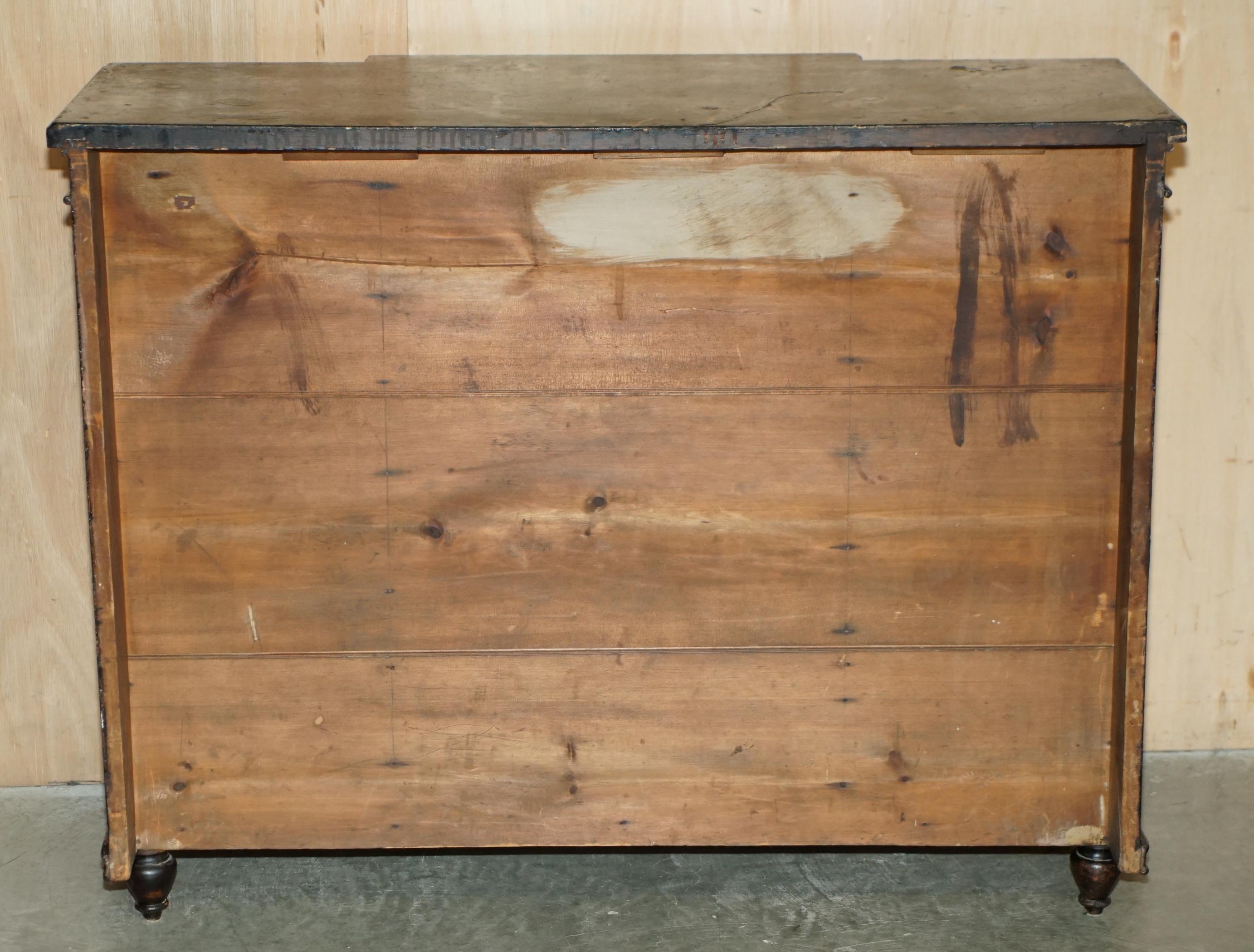 ANTIQUE REGENCY 1810 SIMULATED HARDWOOD CHINESE CHINOISERIE BREAKFRONT SiDEBOARD en venta 10