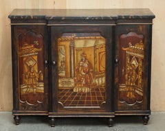 ANTIQUE REGENCY 1810 SIMULATED HARDWOOD CHINESE CHINOISERIE BREAKFRONT SiDEBOARD
