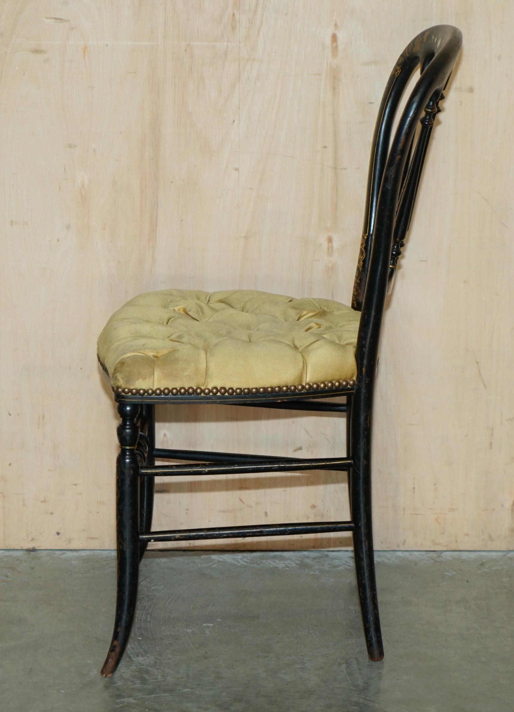 ANTICO REGENCY 1815 SEDIA DI SETA DI CHESTERFIELD EBONIZZATA IN MADRE DI PERLA in vendita 11