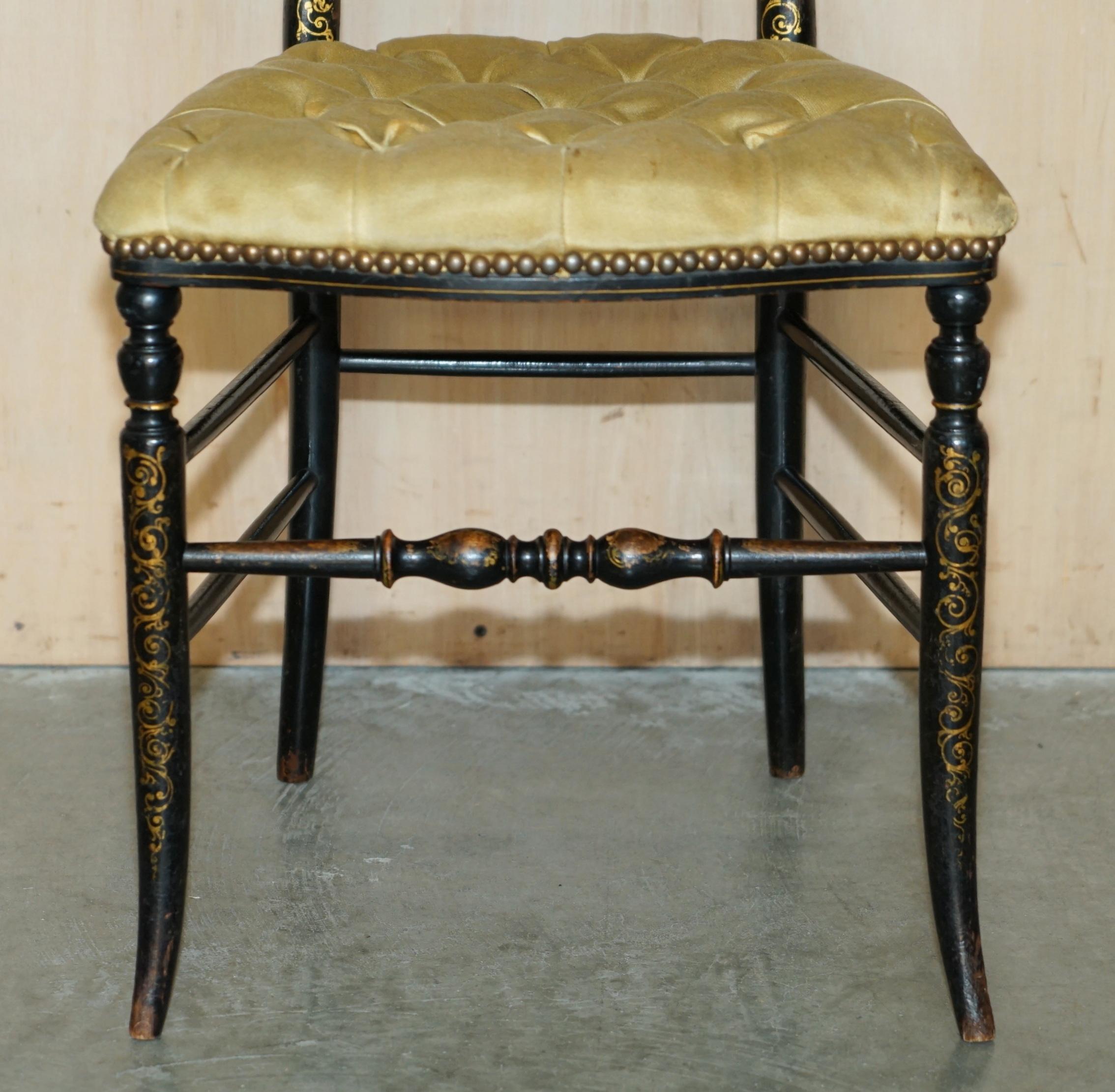 ANTICO REGENCY 1815 SEDIA DI SETA DI CHESTERFIELD EBONIZZATA IN MADRE DI PERLA in vendita 1