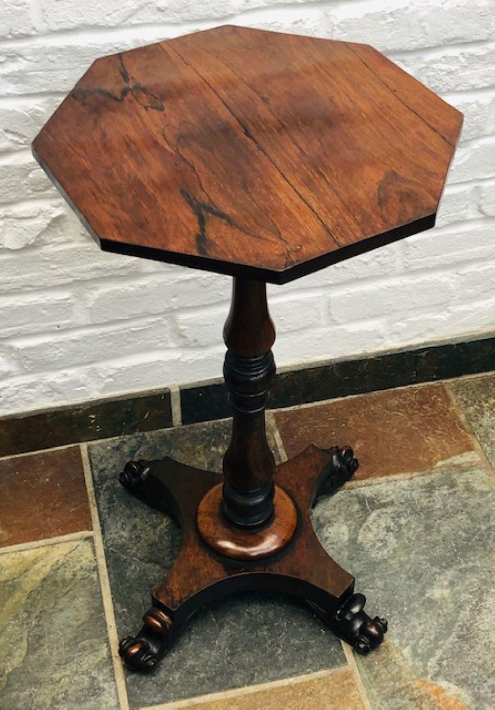 Antique Regency 19th Cent Octagonal Rosewood Wine Table, English, 1820 In Good Condition For Sale In Richmond, Surrey