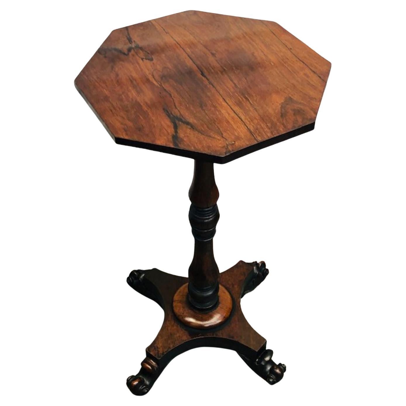 Ancienne table à vin octogonale Regency du 19e siècle en bois de rose, anglaise, 1820