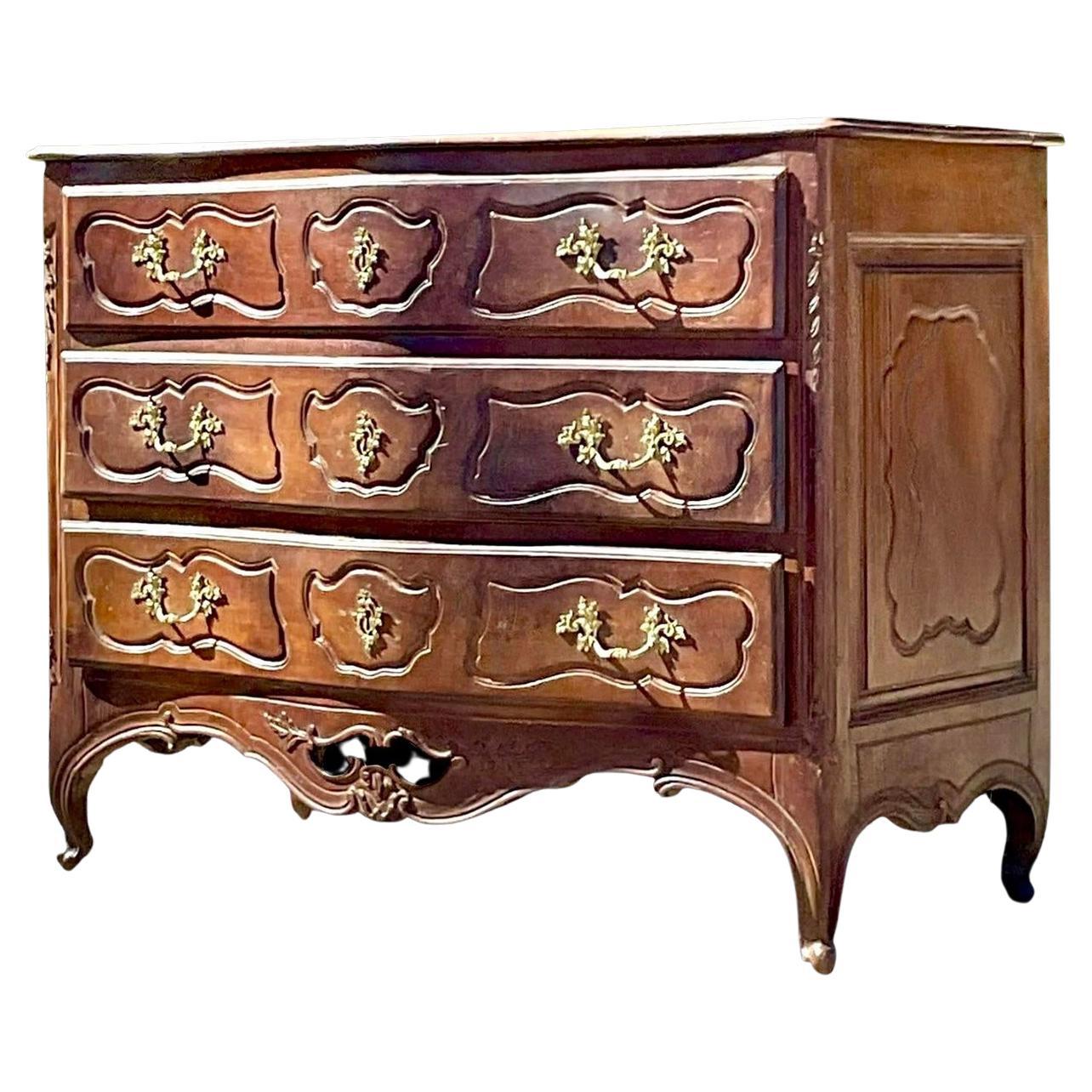 Antique Regency 19th Century Carved French Chest of Drawers For Sale