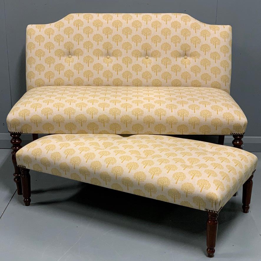 English Antique Regency 2-Seat Occasional Sofa with Matching Stow under Footstool